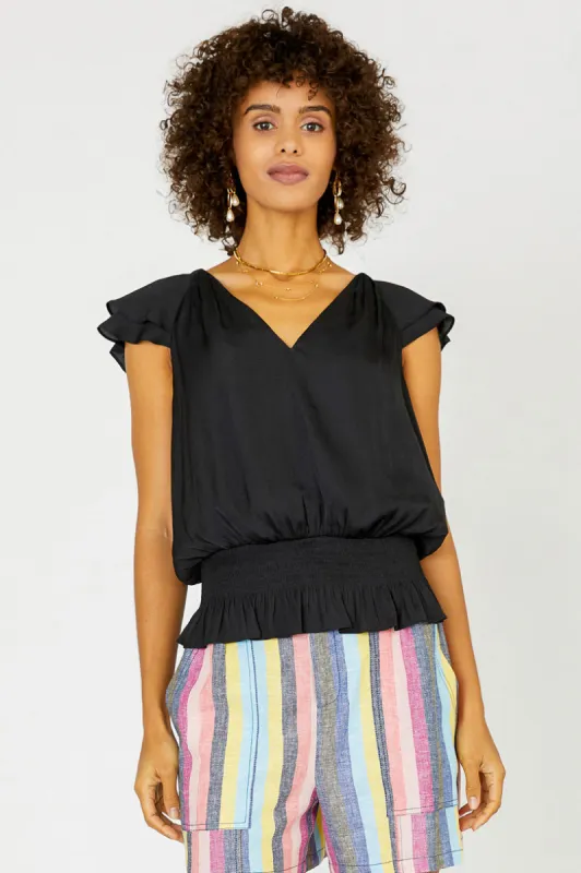 Smocked Waist Cap Sleeve Top sold by Current Air