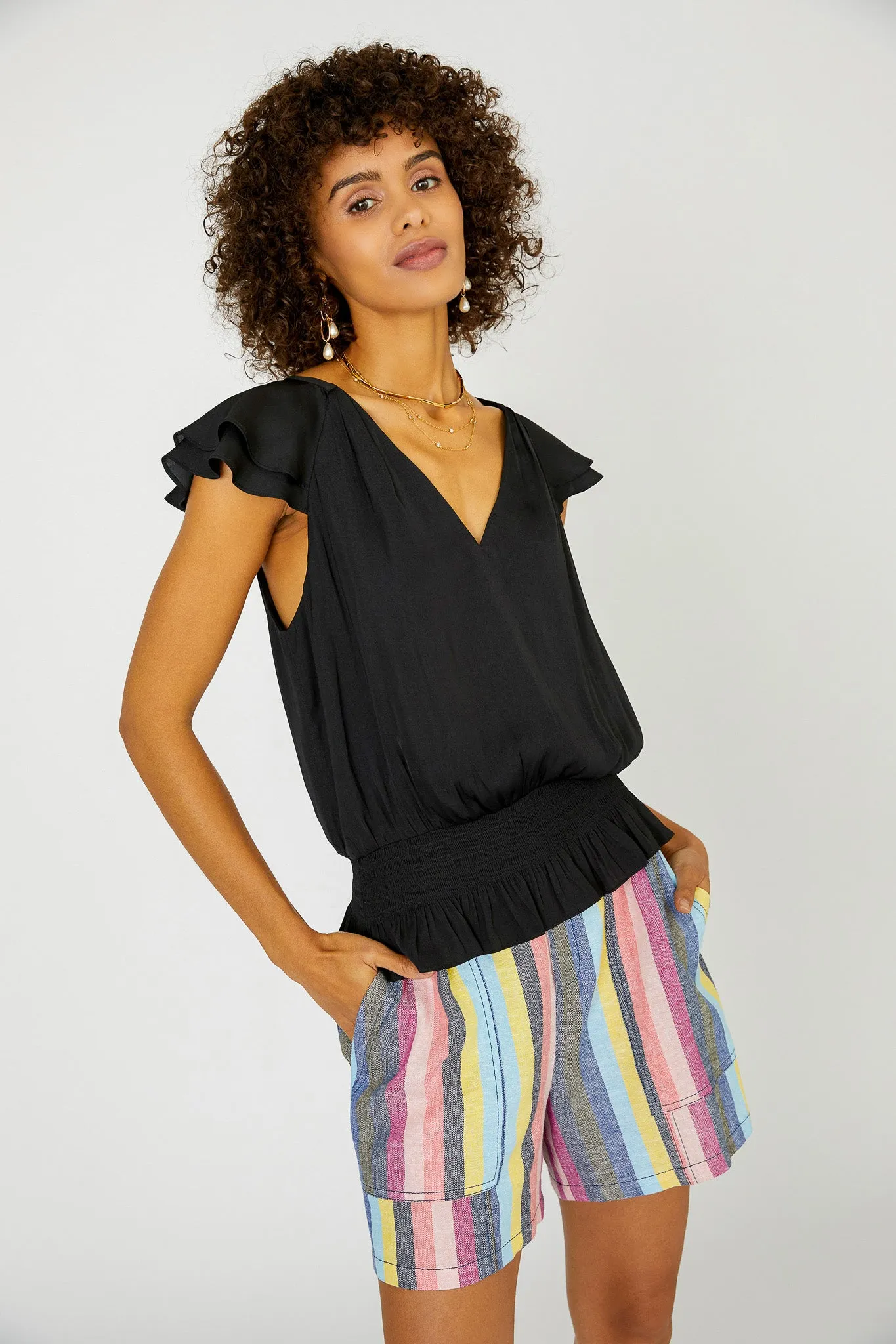 Smocked Waist Cap Sleeve Top sold by Current Air product image thumbnail 2
