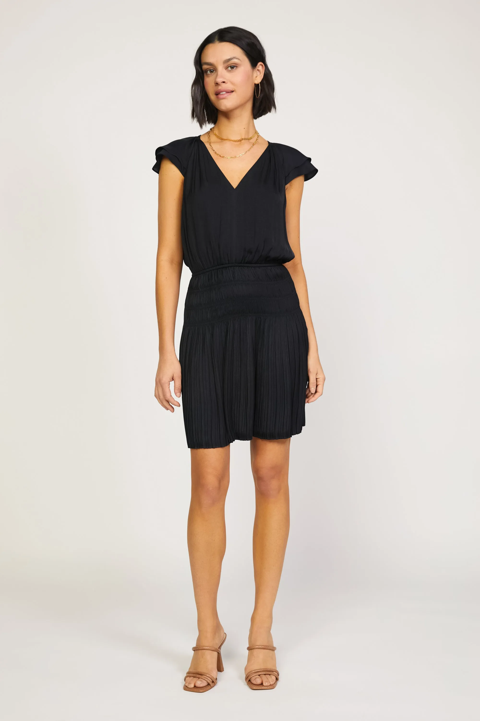 Talia Flutter Sleeve Mini Dress sold by Current Air