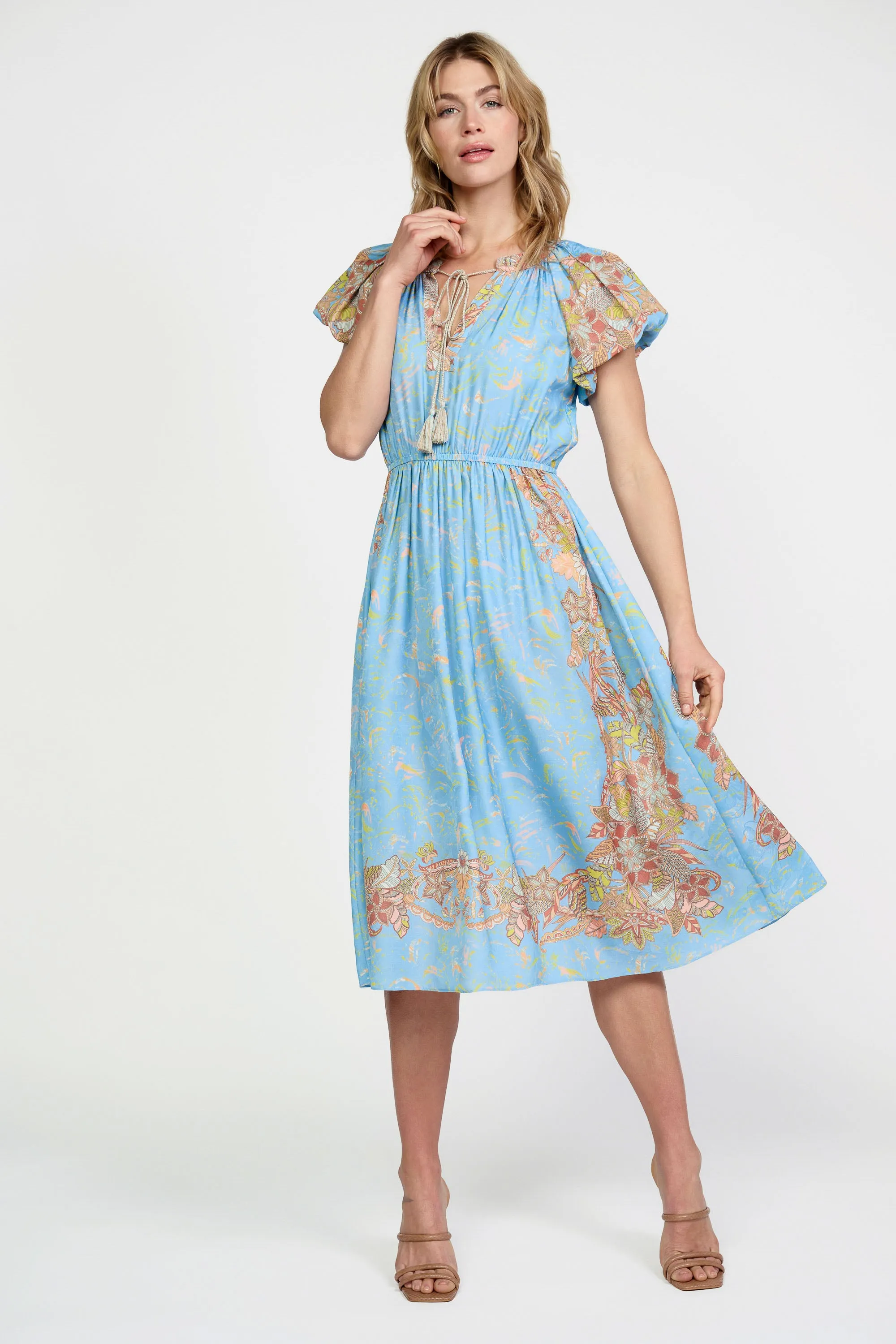 Retro Floral Bubble Sleeve Dress sold by Current Air product image thumbnail 4