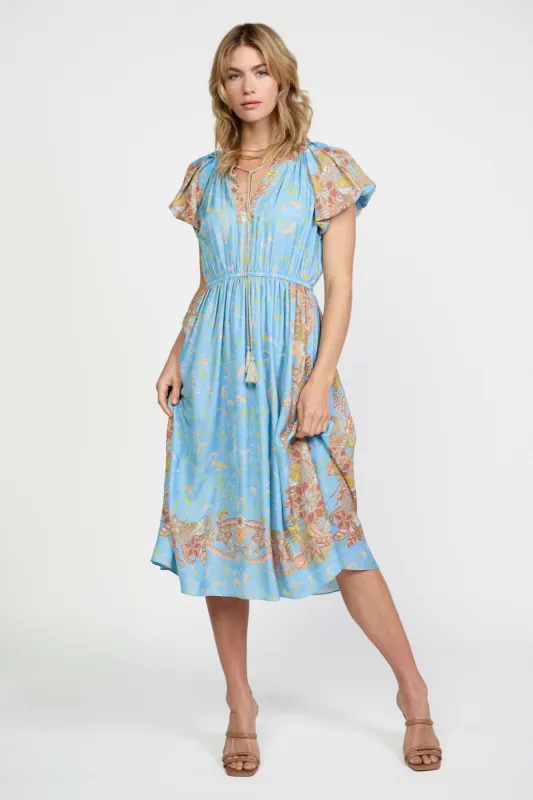 Retro Floral Bubble Sleeve Dress sold by Current Air