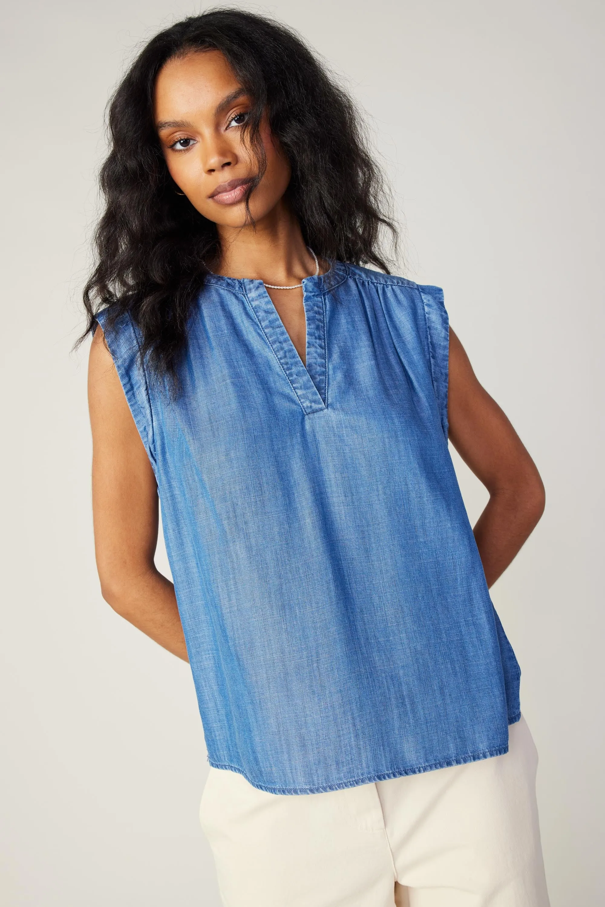 Chambray Tank Top sold by Current Air product image thumbnail 2
