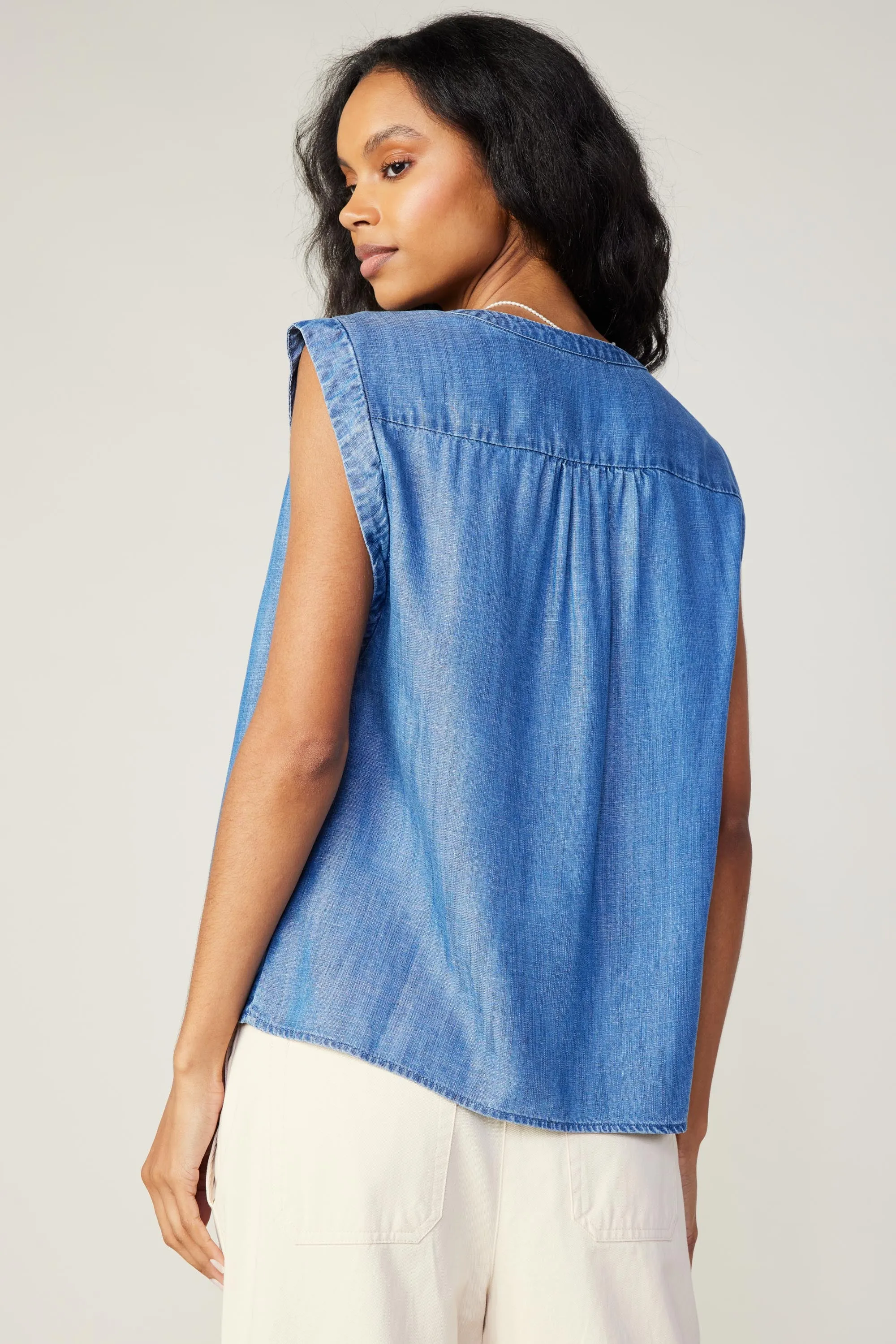 Chambray Tank Top sold by Current Air product image thumbnail 5