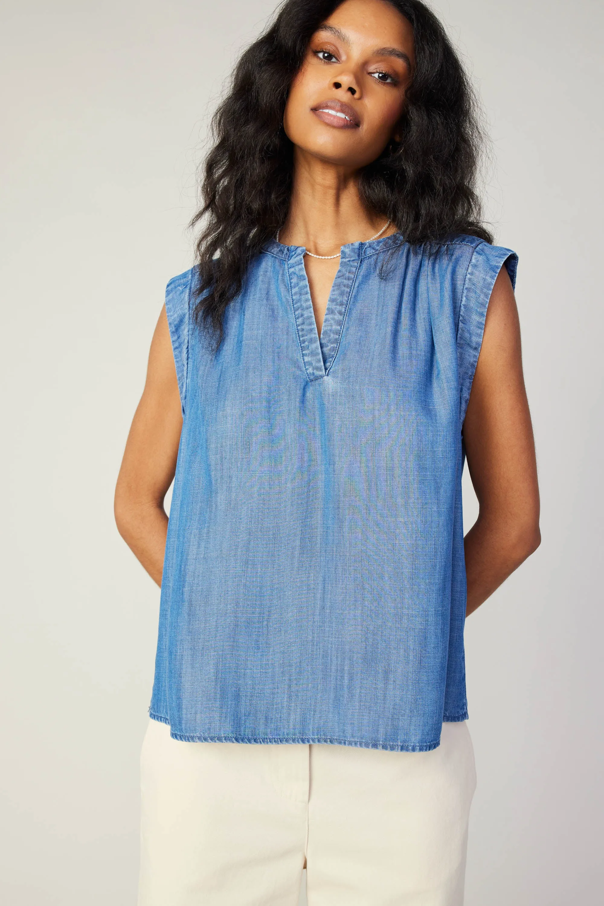 Chambray Tank Top sold by Current Air product image thumbnail 3