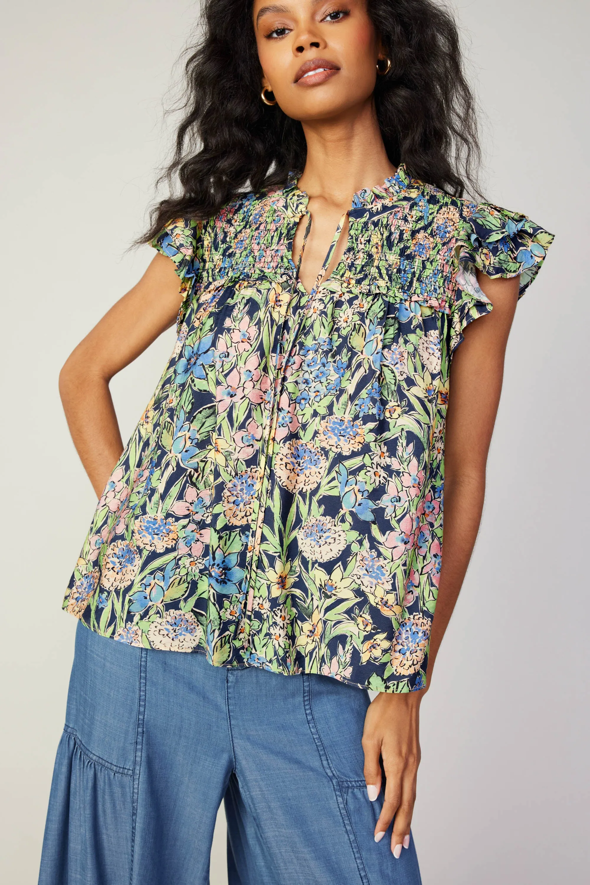 Flutter Sleeve Floral Top sold by Current Air
