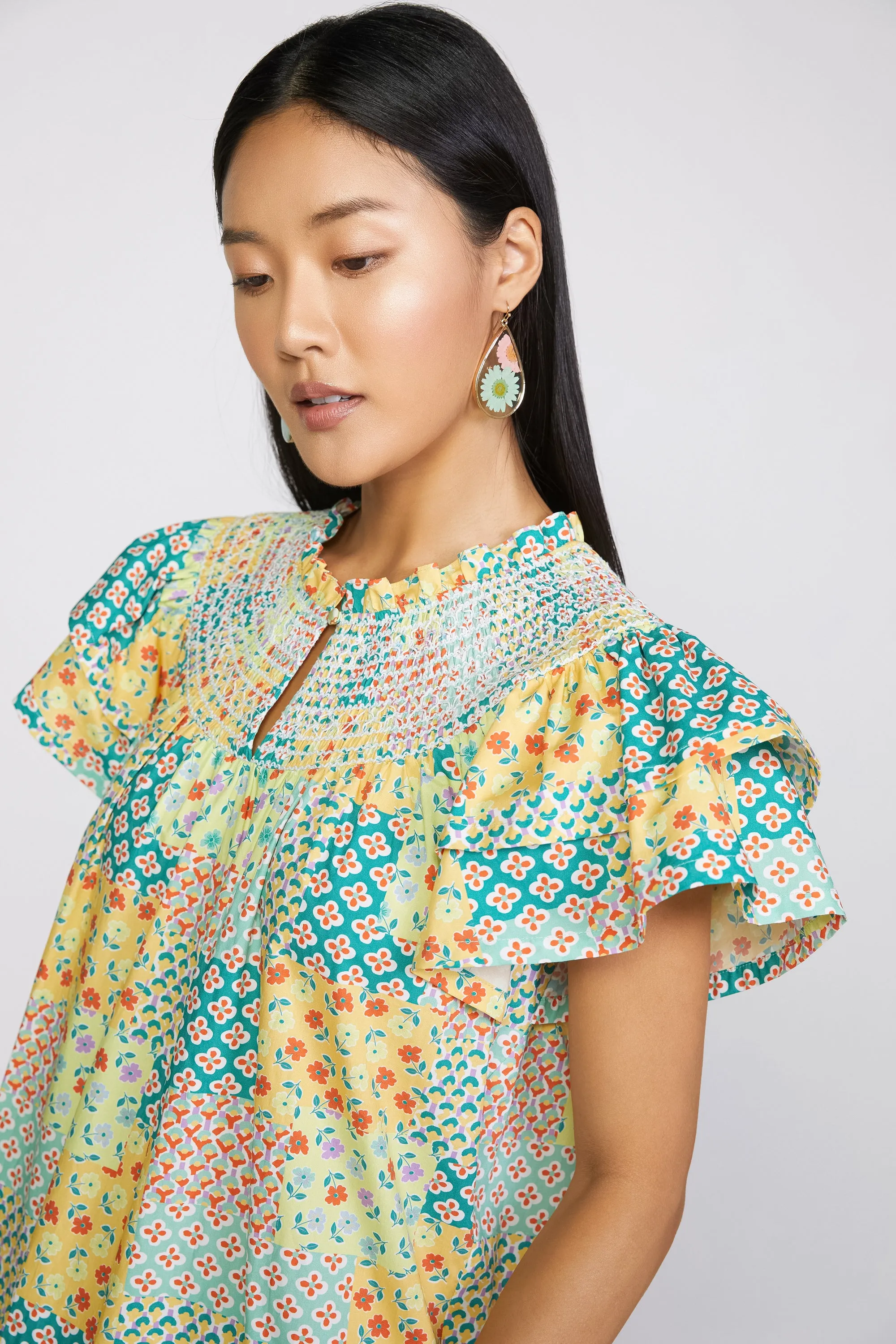 Patchwork Flutter Sleeve Dress sold by Current Air product image thumbnail 2