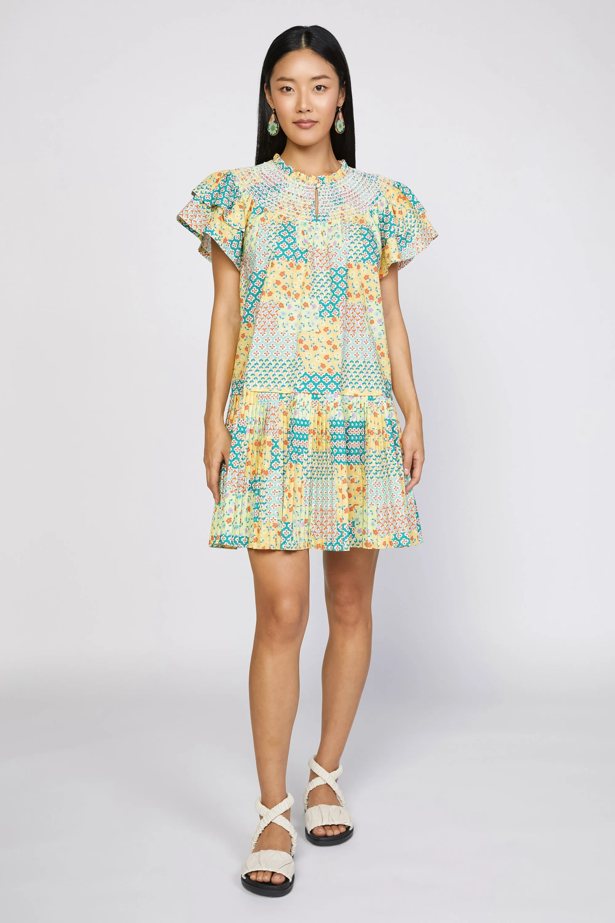 Patchwork Flutter Sleeve Dress sold by Current Air product image thumbnail 3