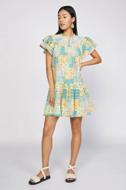 Patchwork Flutter Sleeve Dress sold by Current Air