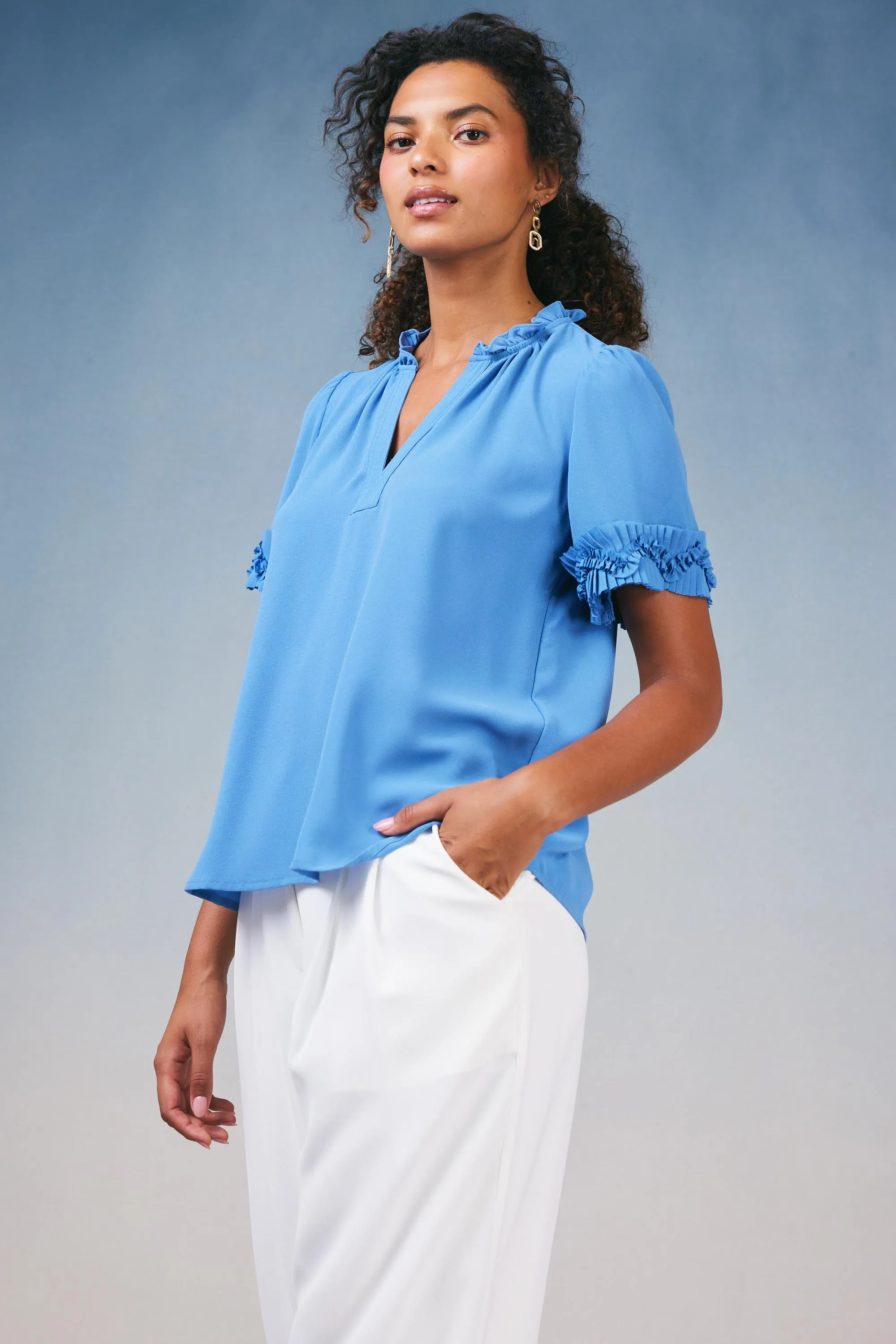 Ruffled Trim Blouse sold by Current Air product image thumbnail 2