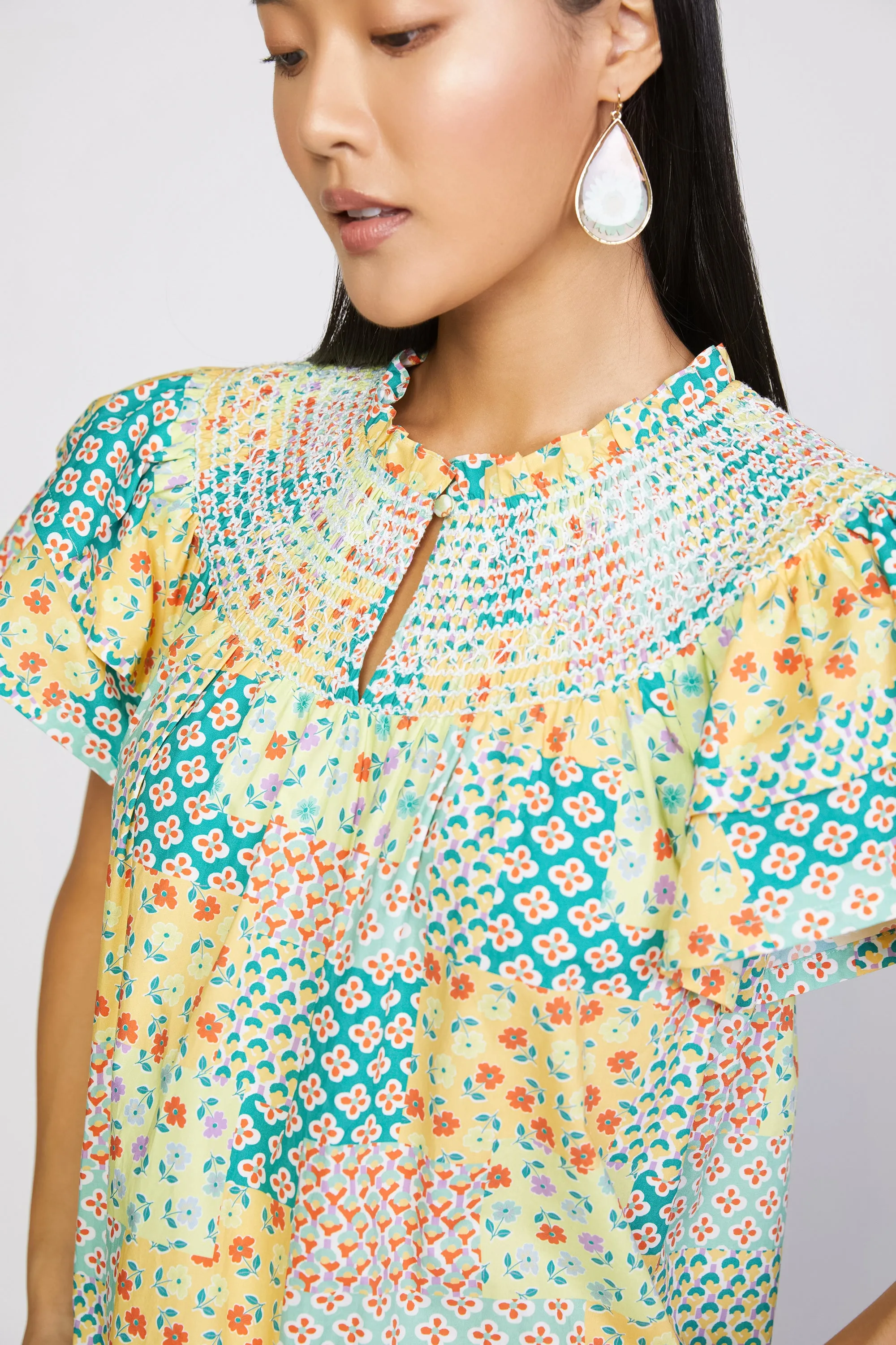 Patchwork Flutter Sleeve Dress sold by Current Air product image thumbnail 4