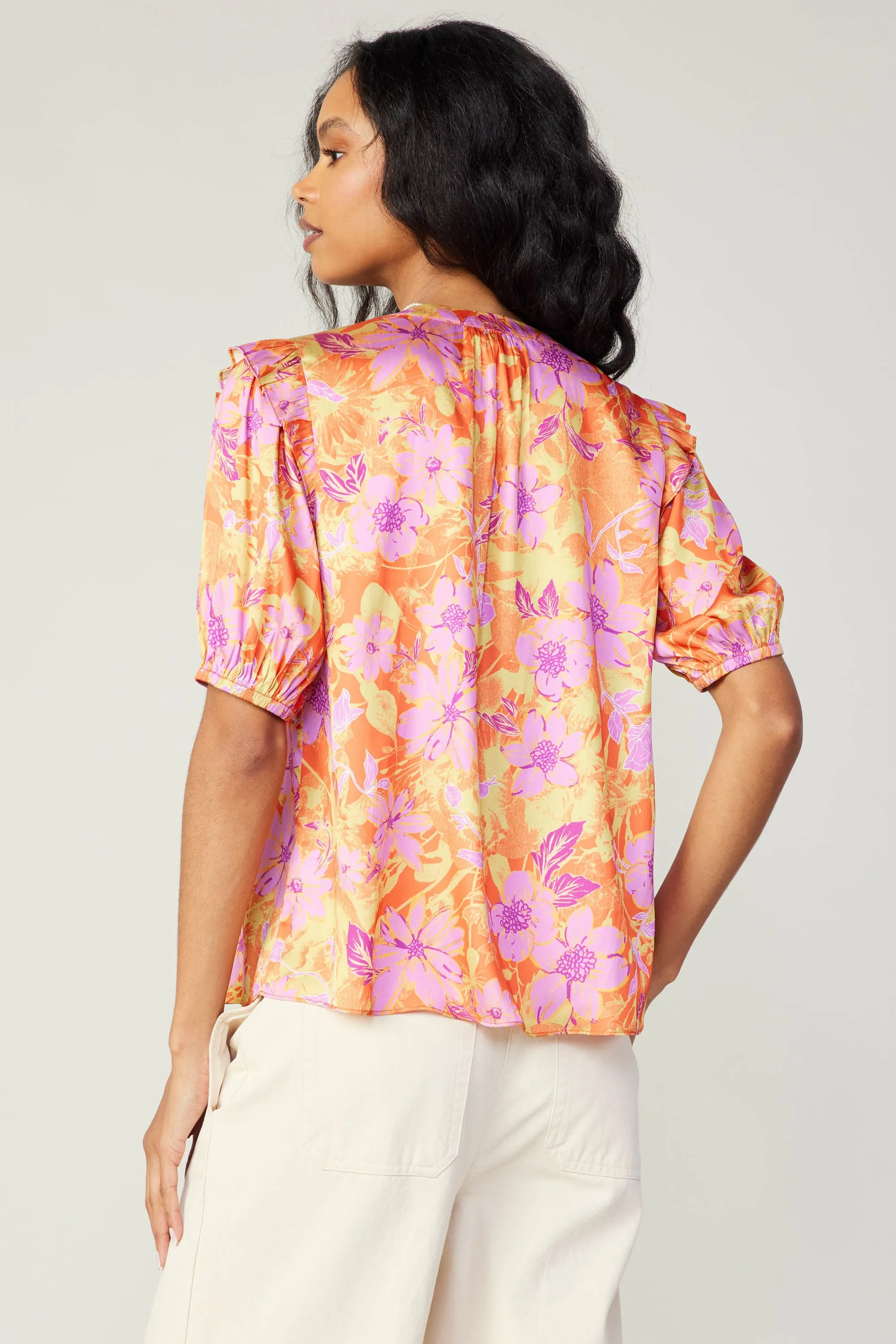 Floral Ruffled Shoulder Blouse sold by Current Air product image thumbnail 3