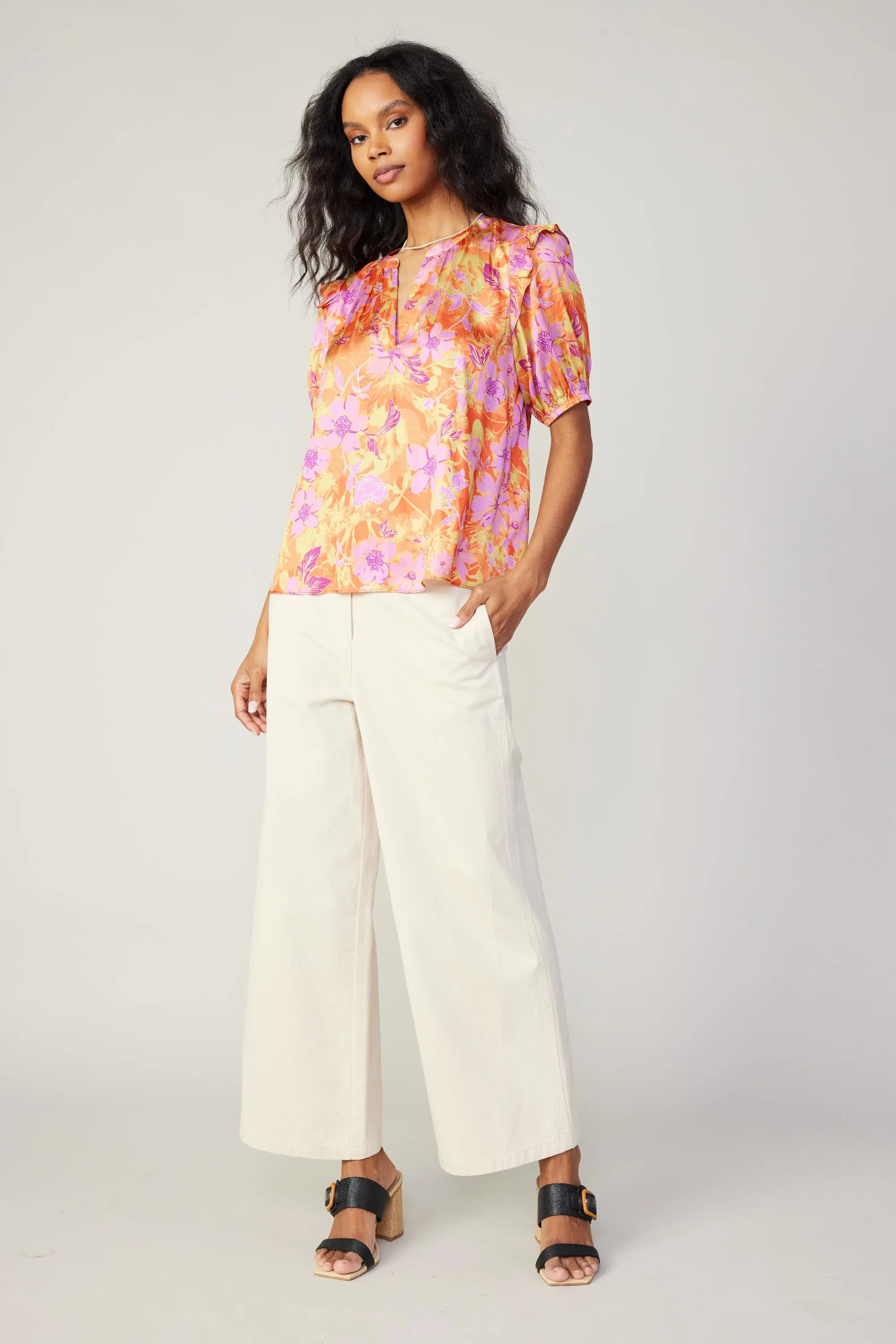 Floral Ruffled Shoulder Blouse sold by Current Air product image thumbnail 4