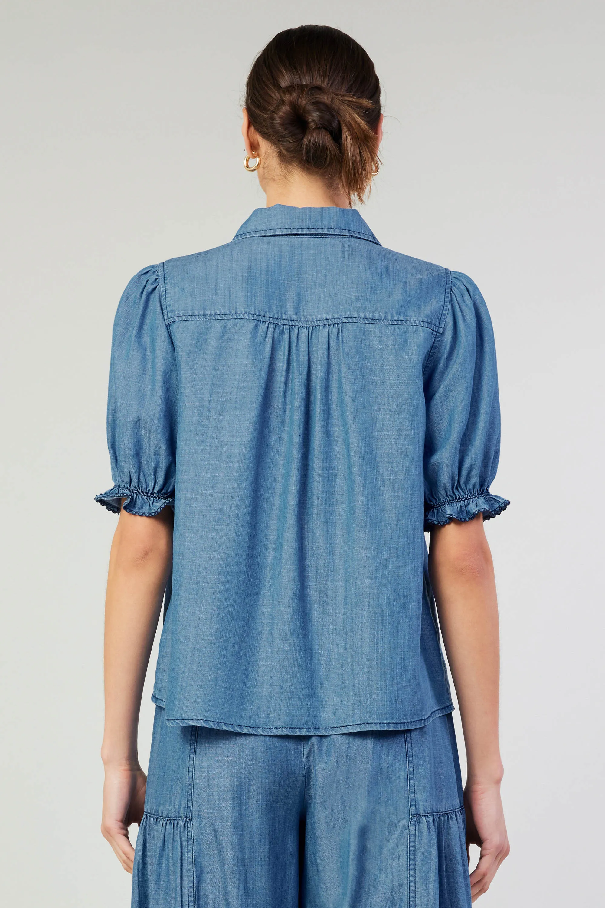 Picot Stitch Chambray Top sold by Current Air product image thumbnail 4