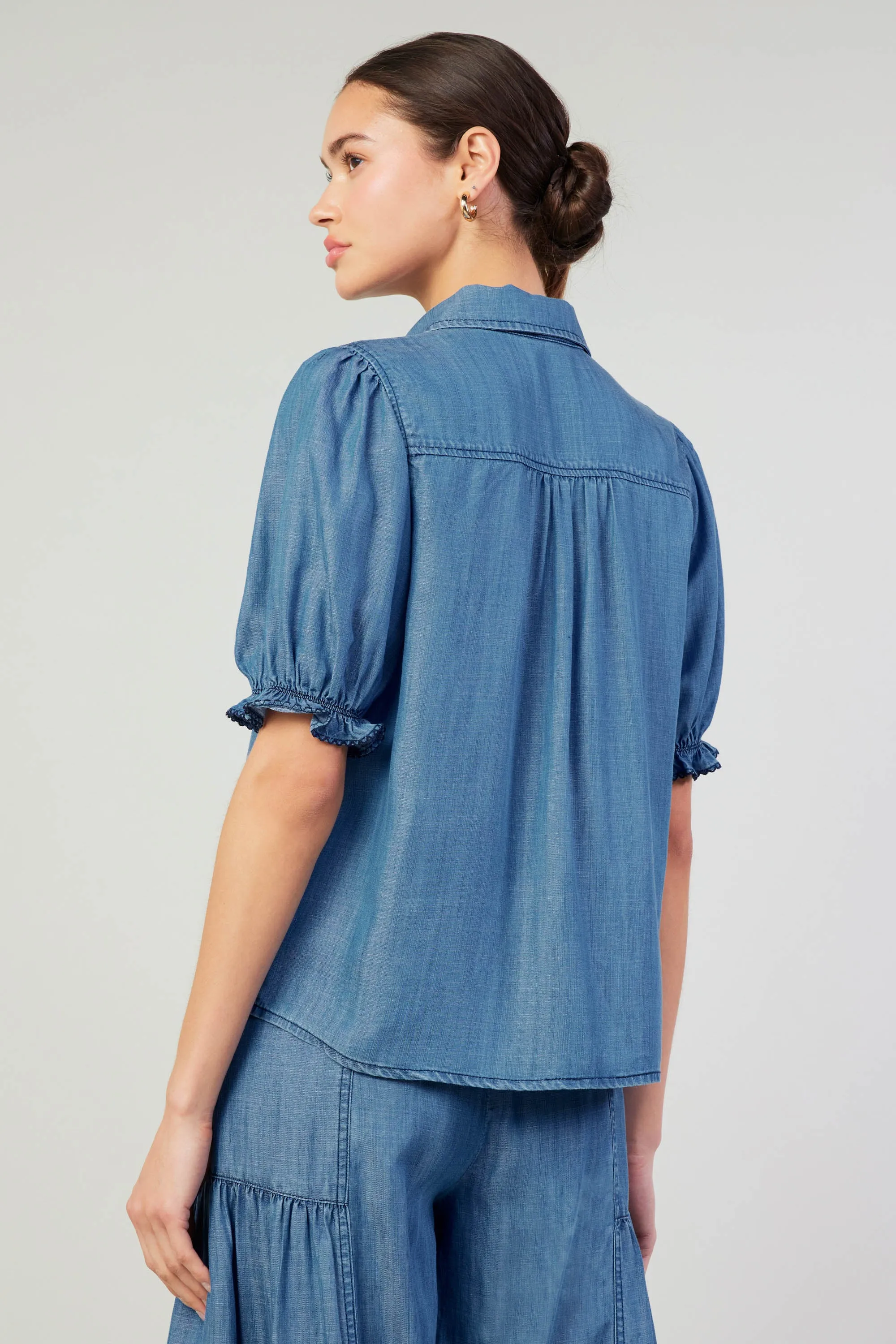 Picot Stitch Chambray Top sold by Current Air product image thumbnail 3