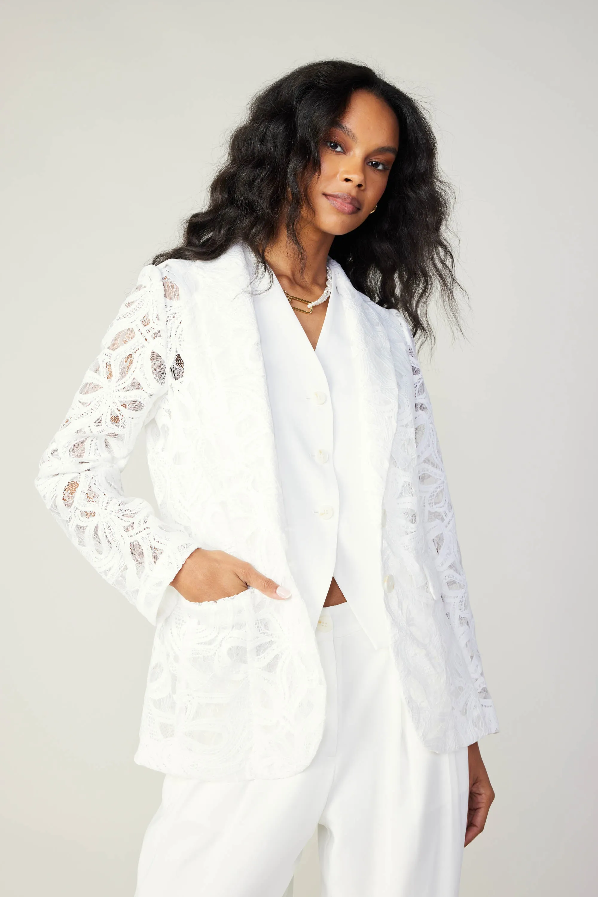 Lace Single Breasted Blazer sold by Current Air product image thumbnail 4