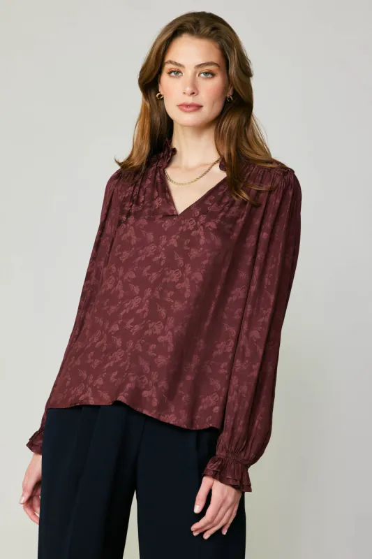 Floral Jacquard Splitneck Blouse sold by Current Air