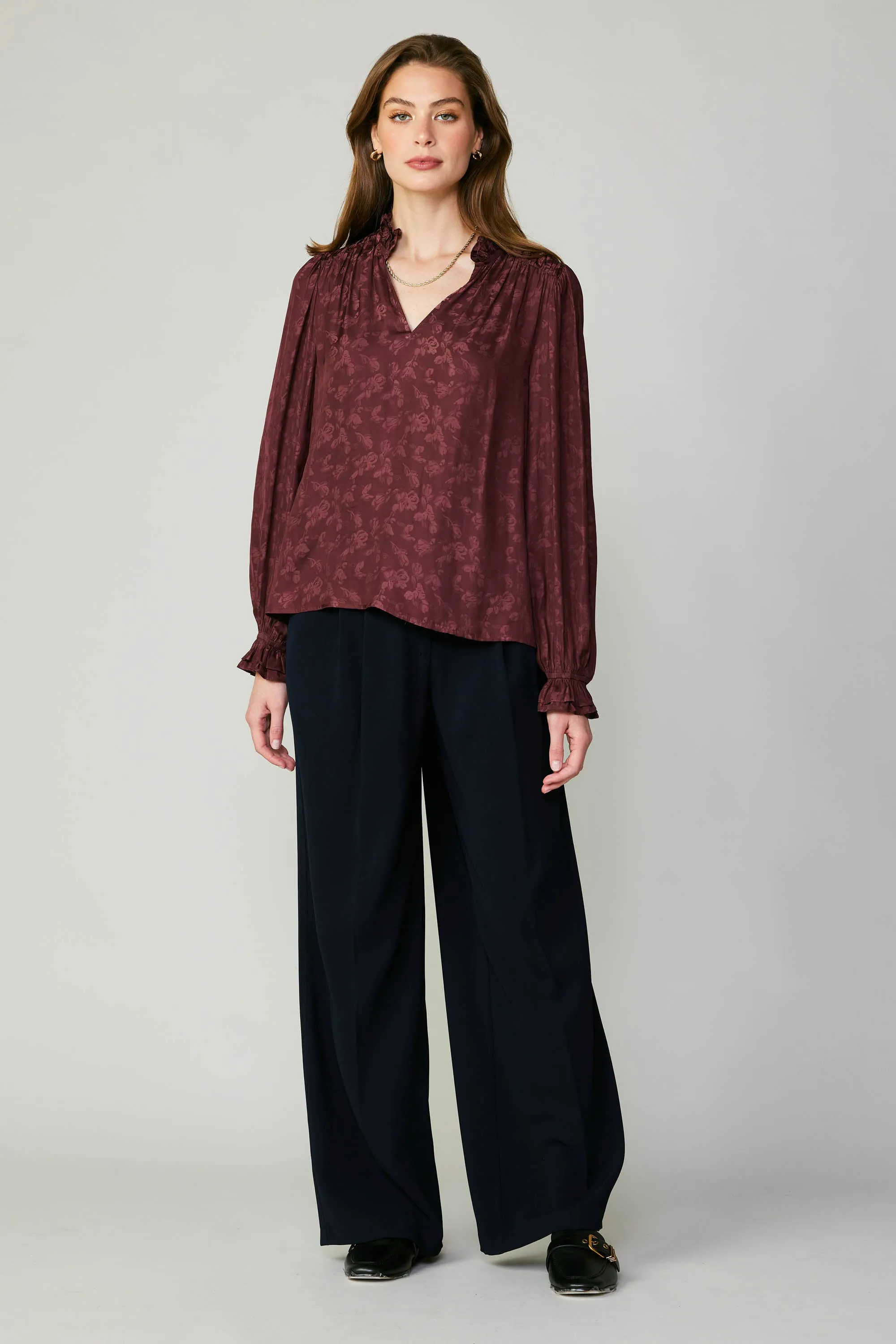 Floral Jacquard Splitneck Blouse sold by Current Air product image thumbnail 4