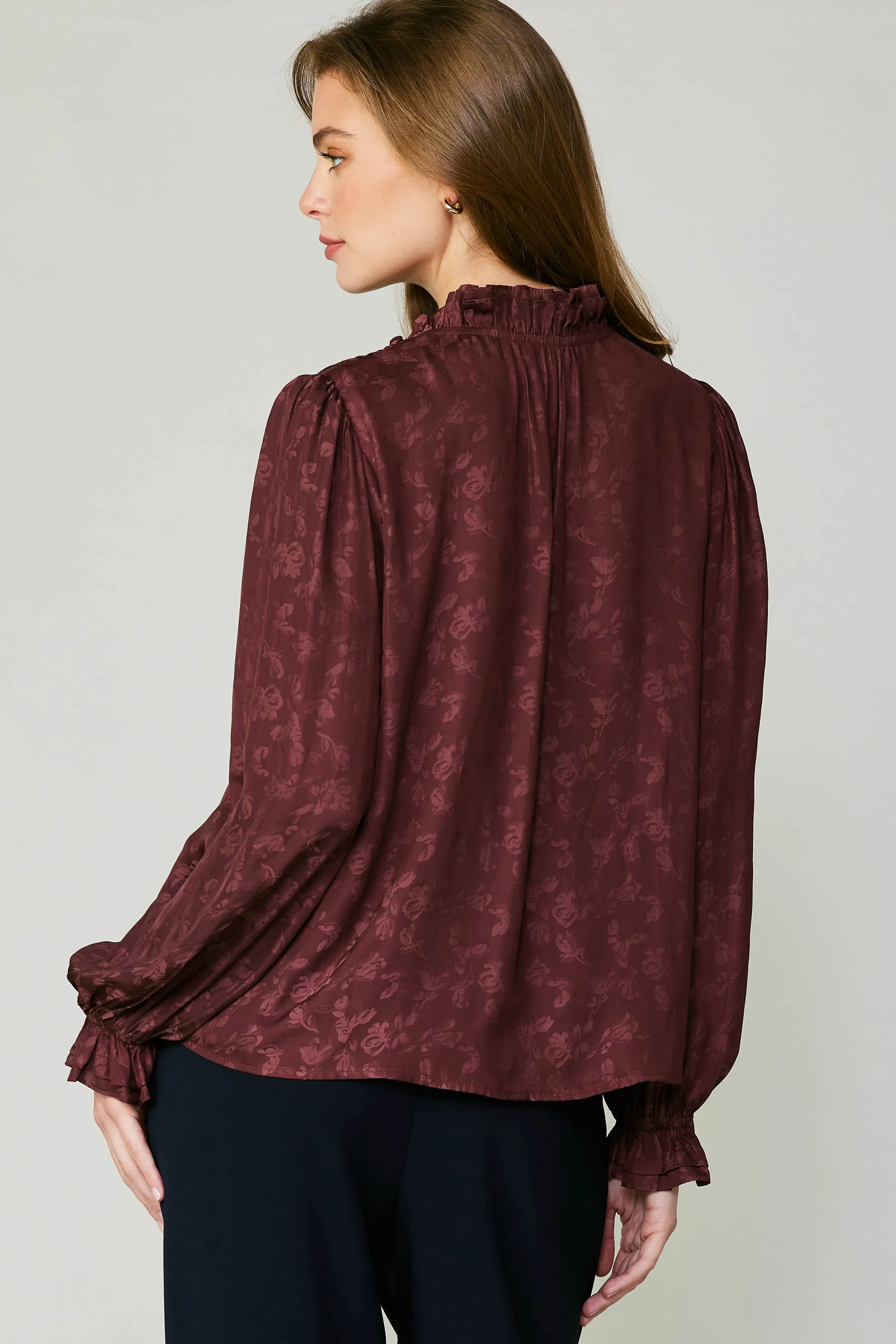 Floral Jacquard Splitneck Blouse sold by Current Air product image thumbnail 2