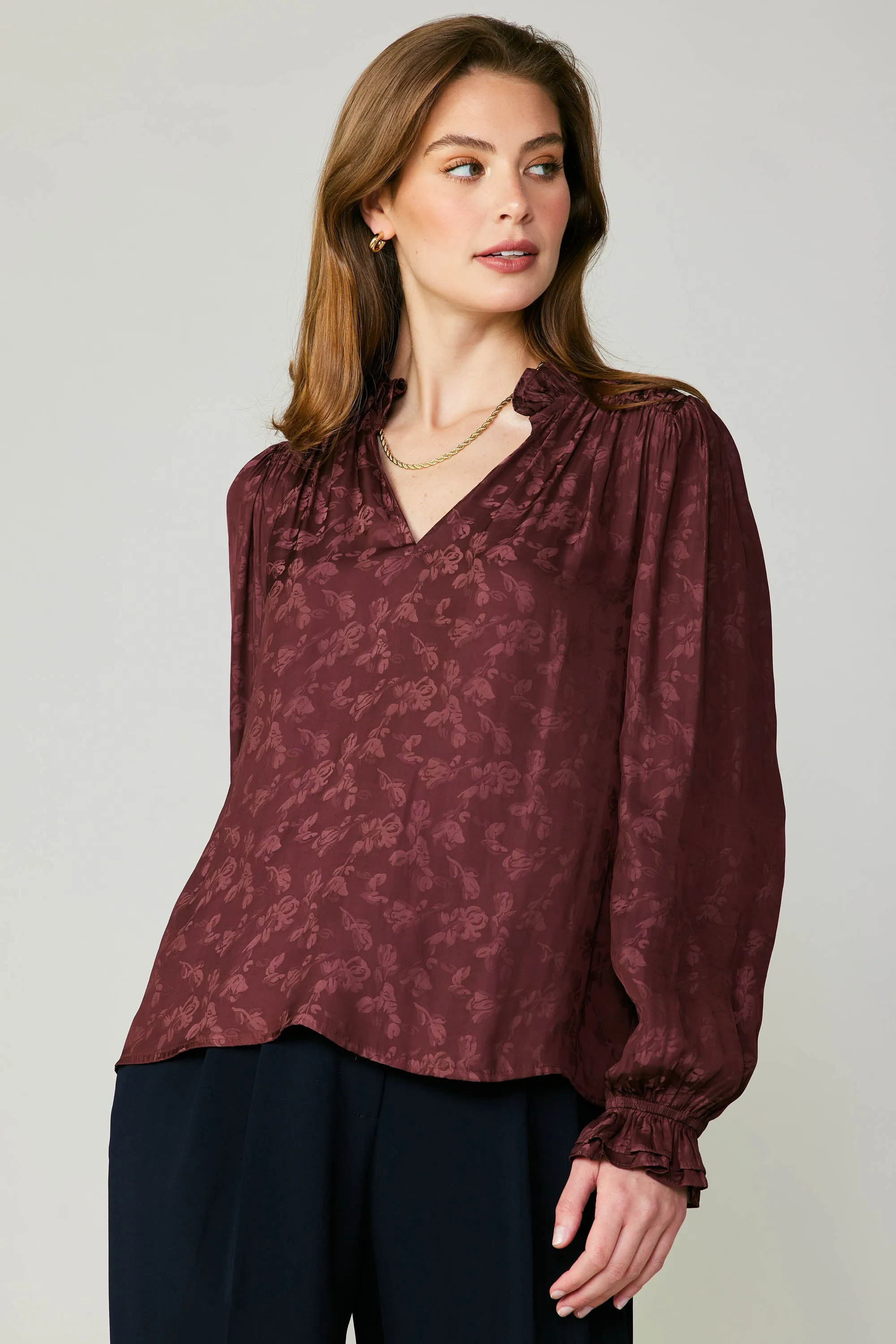 Floral Jacquard Splitneck Blouse sold by Current Air product image thumbnail 3