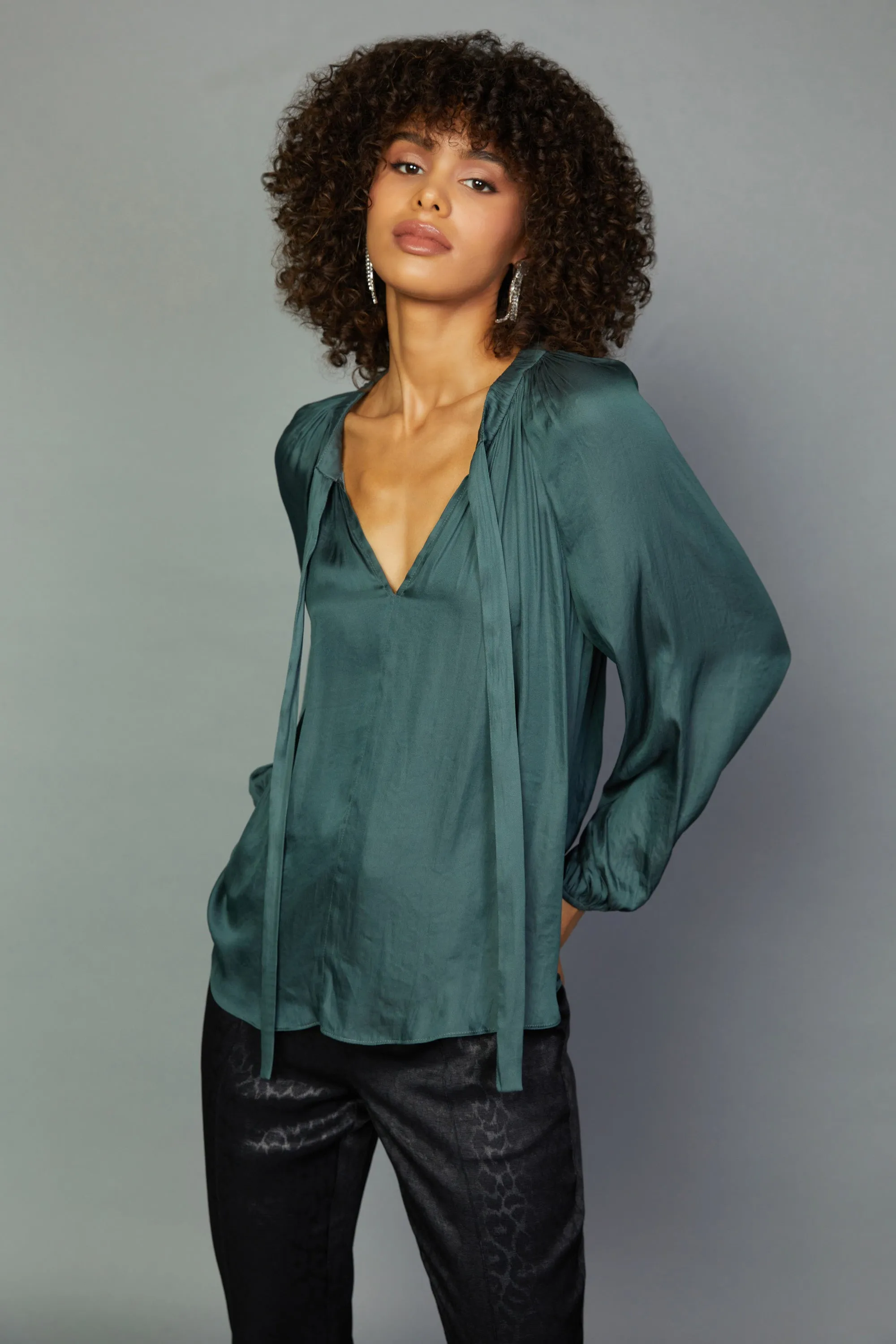 Gathered Bow Tie Blouse sold by Current Air product image thumbnail 3