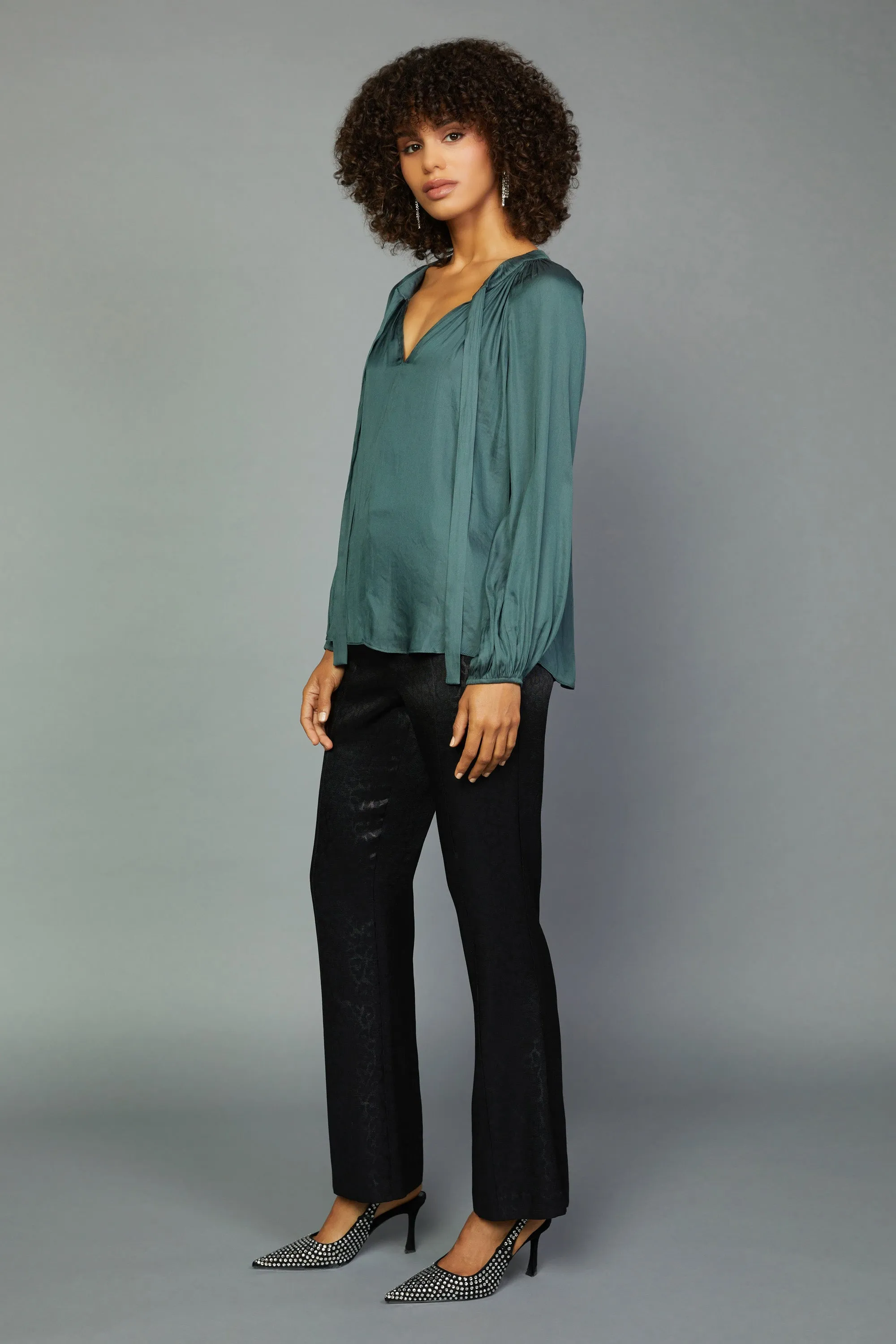 Gathered Bow Tie Blouse sold by Current Air product image thumbnail 4