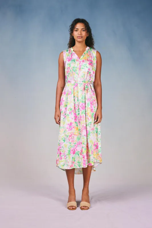 Botanical Watercolor Midi Dress sold by Current Air