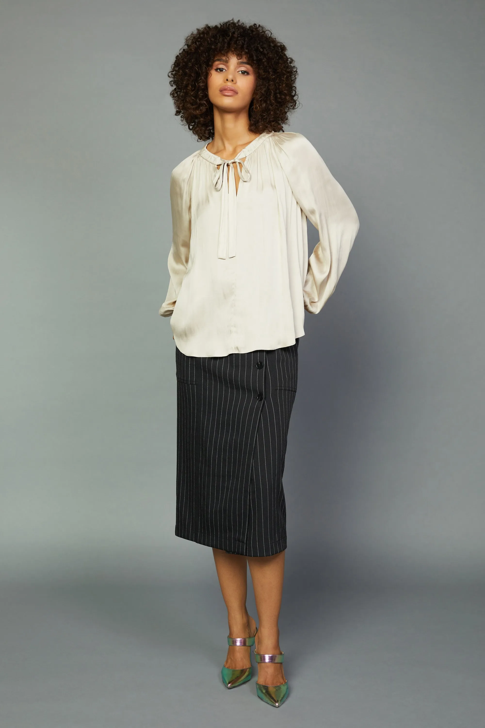 Gathered Bow Tie Blouse sold by Current Air product image thumbnail 2