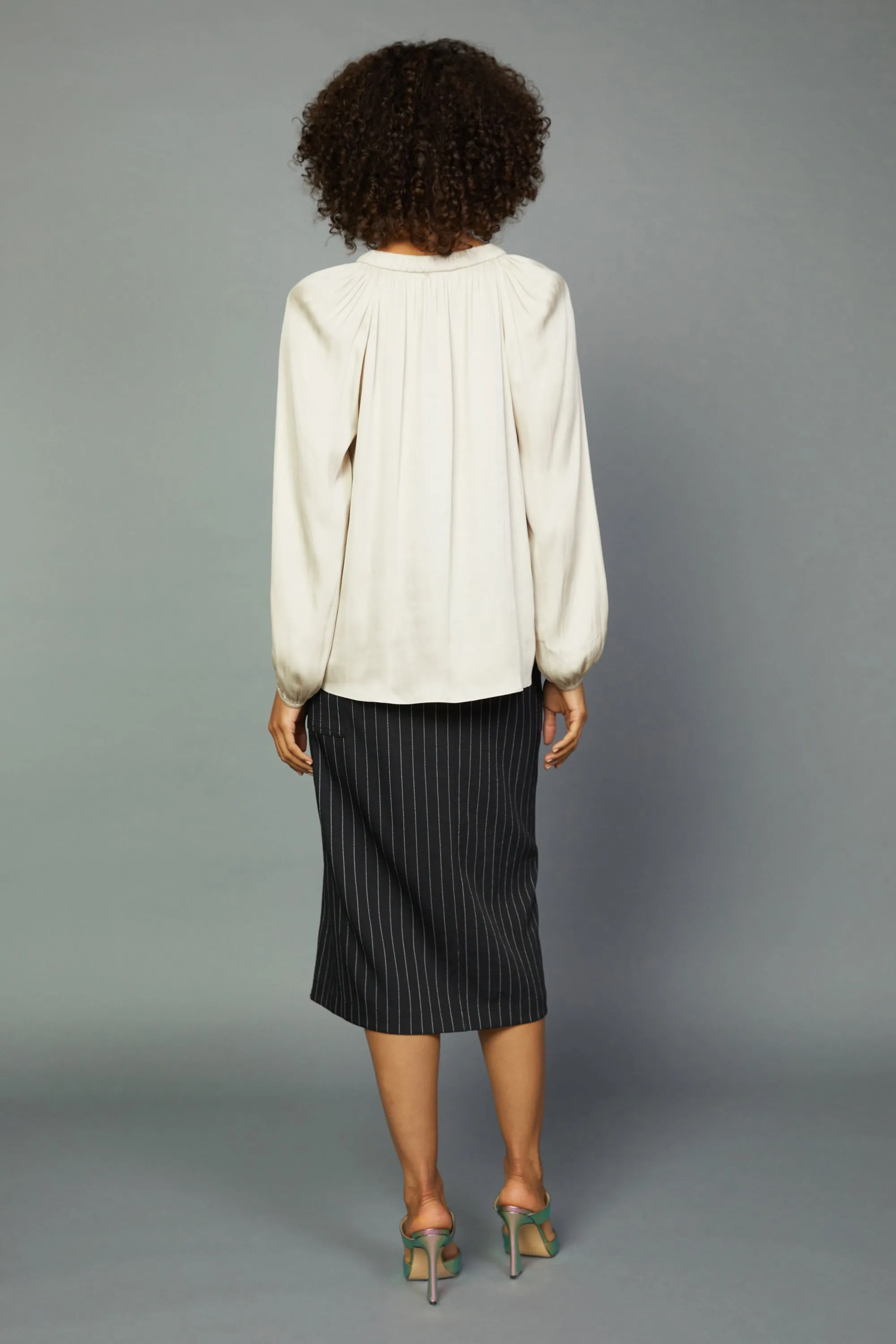 Gathered Bow Tie Blouse sold by Current Air product image thumbnail 4