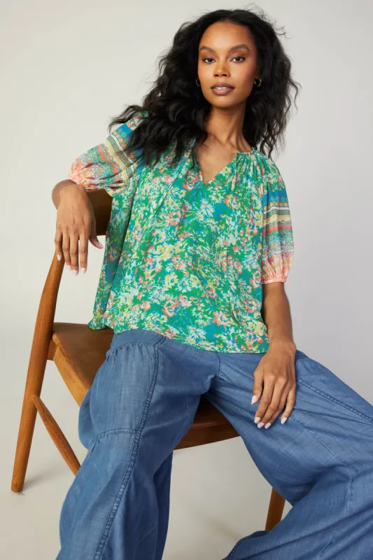 Bordered Floral Print Top sold by Current Air