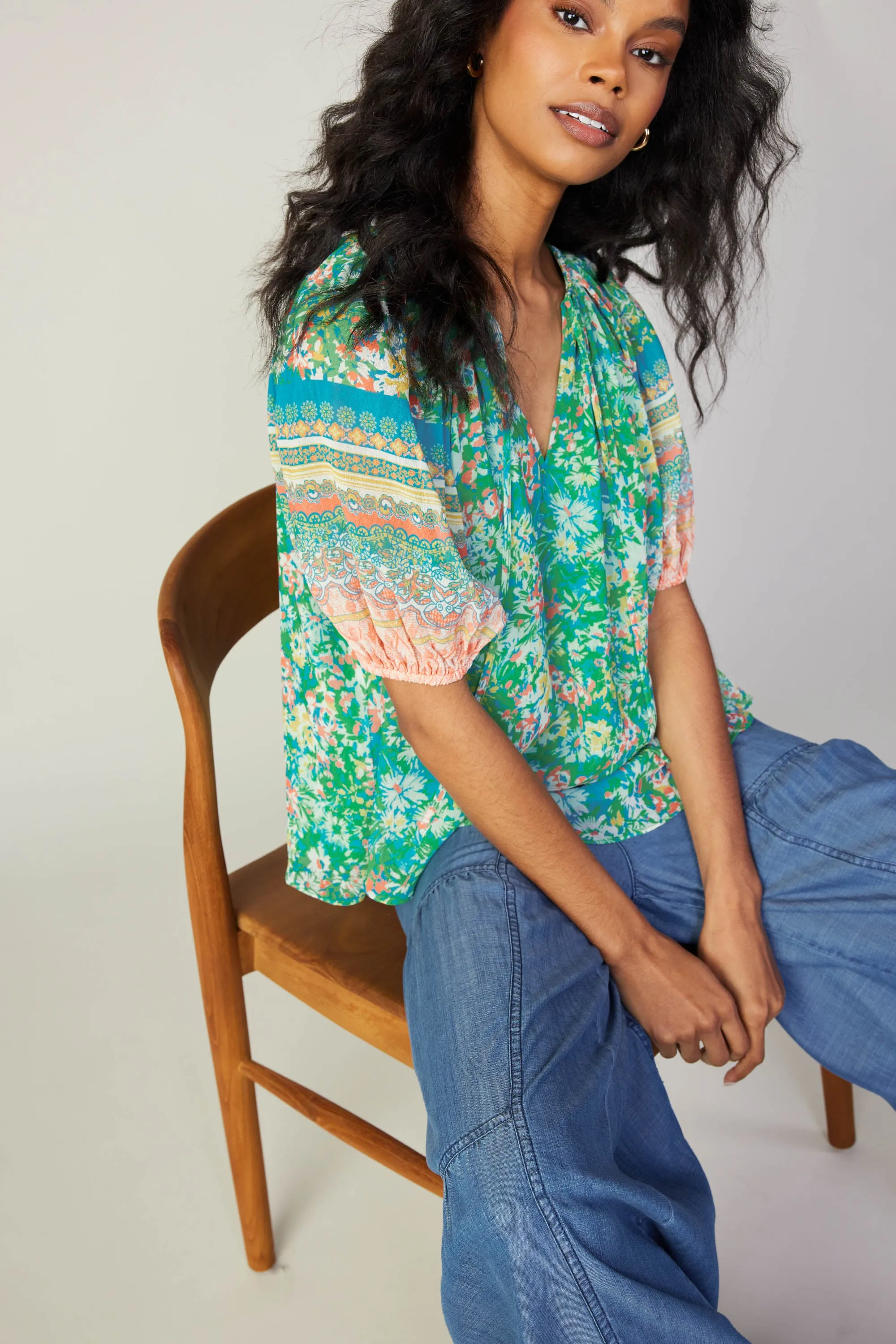 Bordered Floral Print Top sold by Current Air product image thumbnail 4