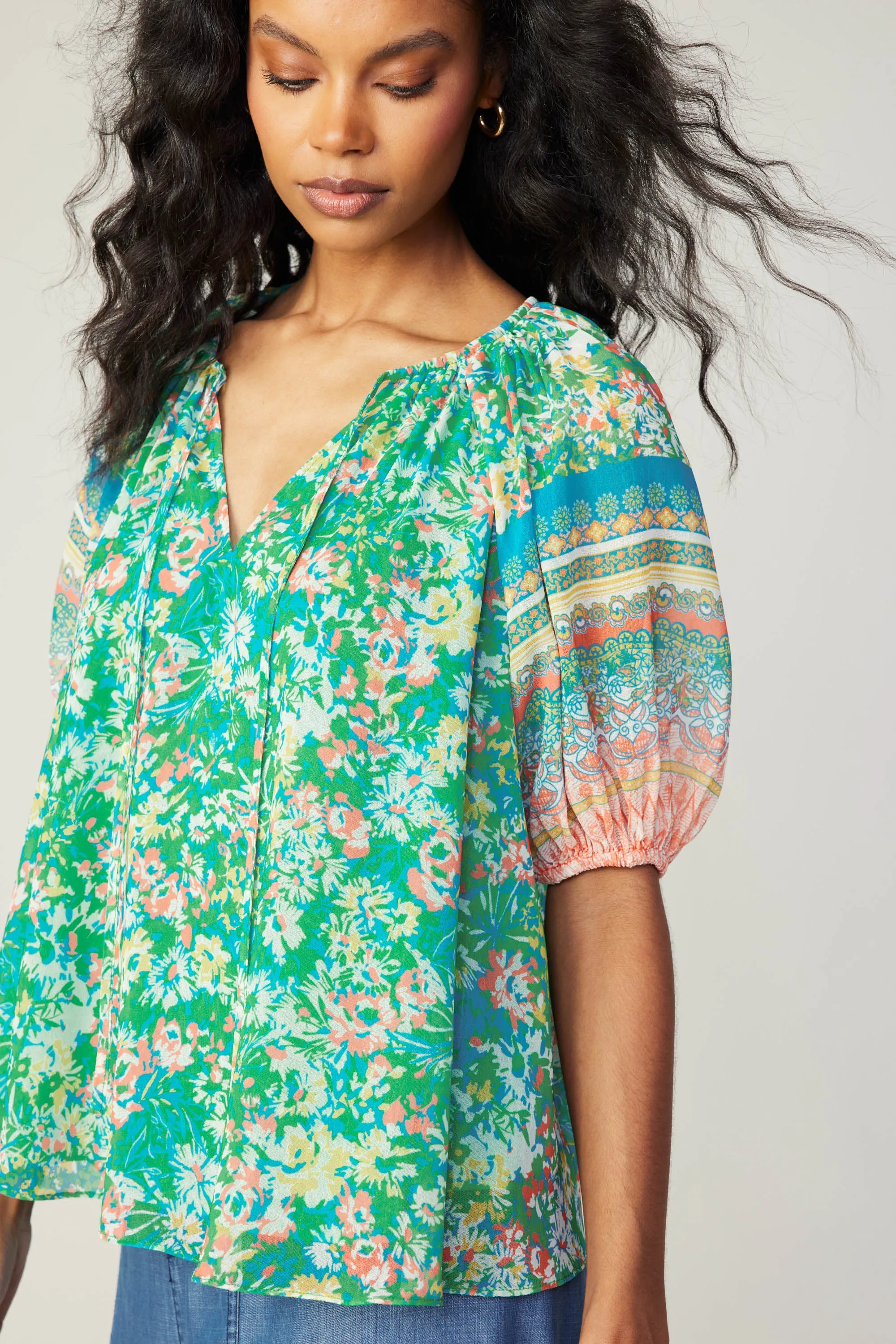 Bordered Floral Print Top sold by Current Air product image thumbnail 3