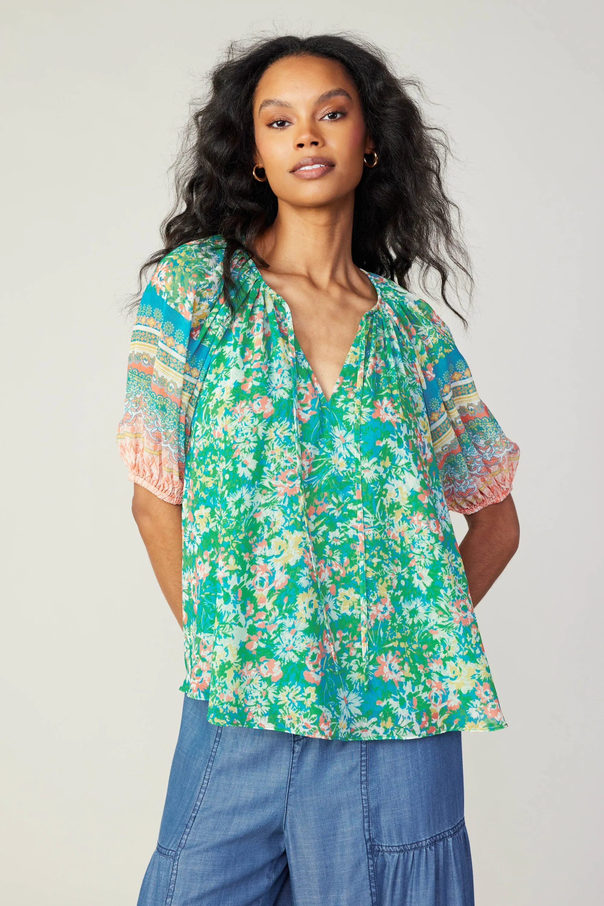 Bordered Floral Print Top sold by Current Air product image thumbnail 2