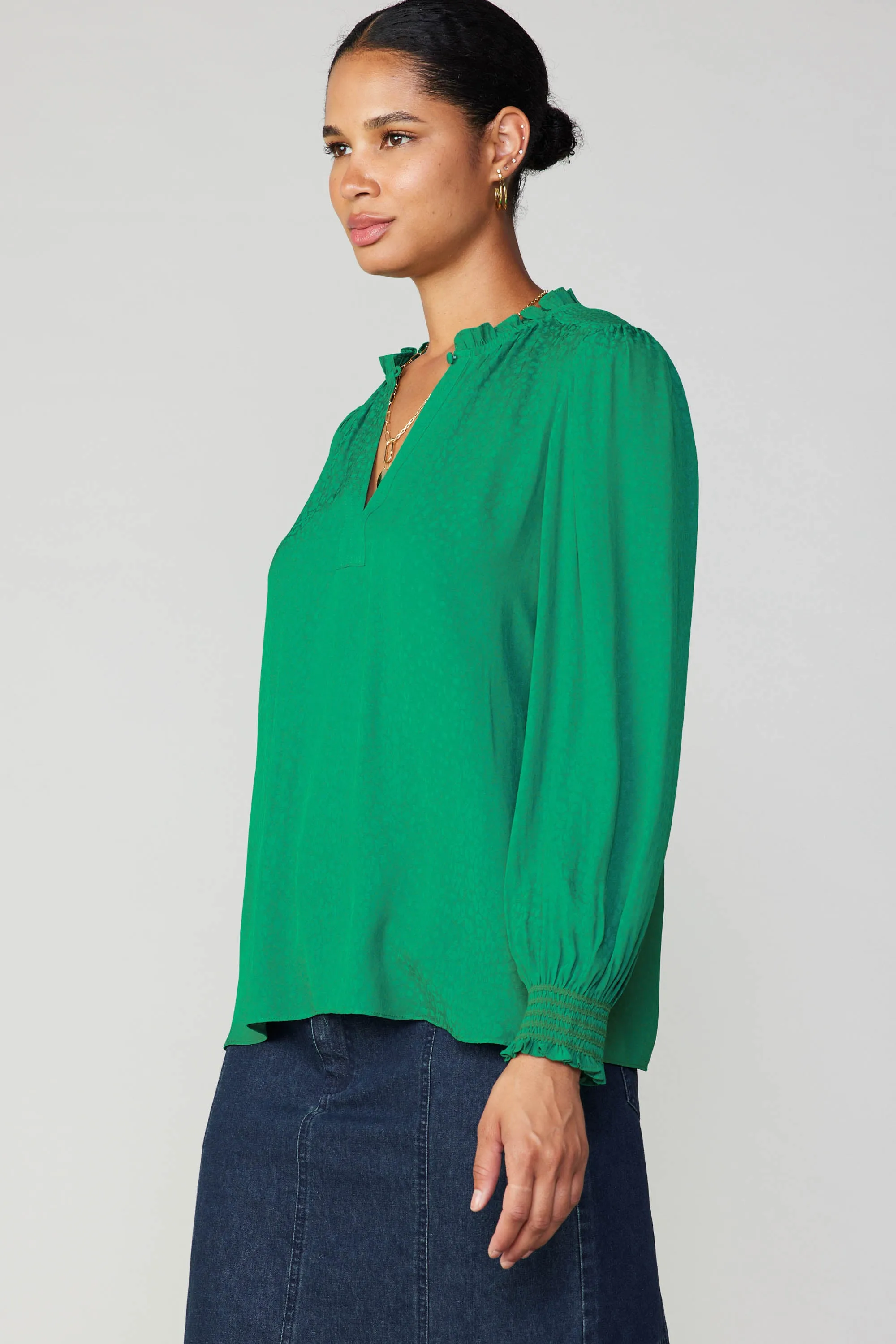 Jacquard Ruffled Neck Blouse sold by Current Air product image thumbnail 3