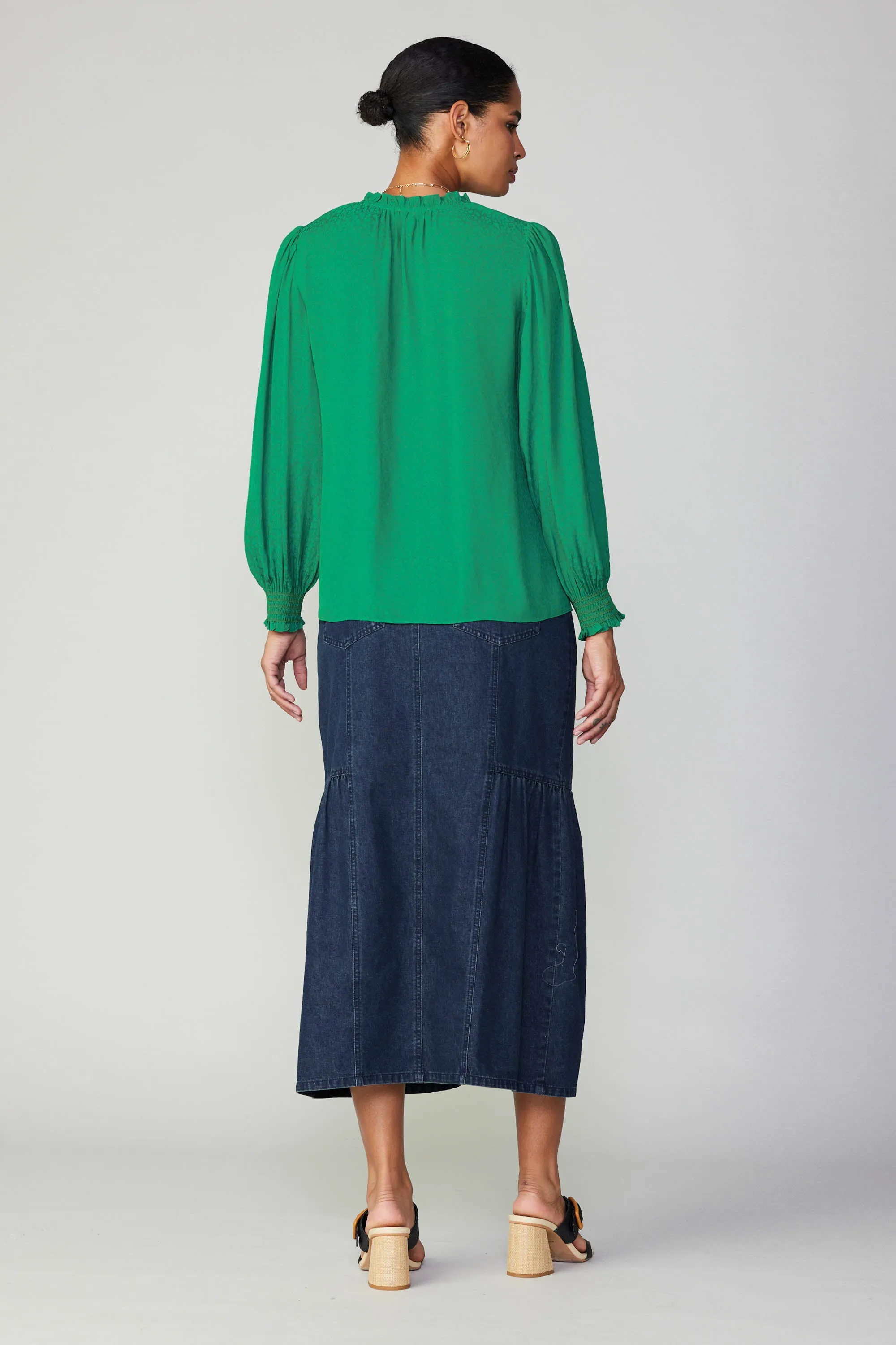 Jacquard Ruffled Neck Blouse sold by Current Air product image thumbnail 5