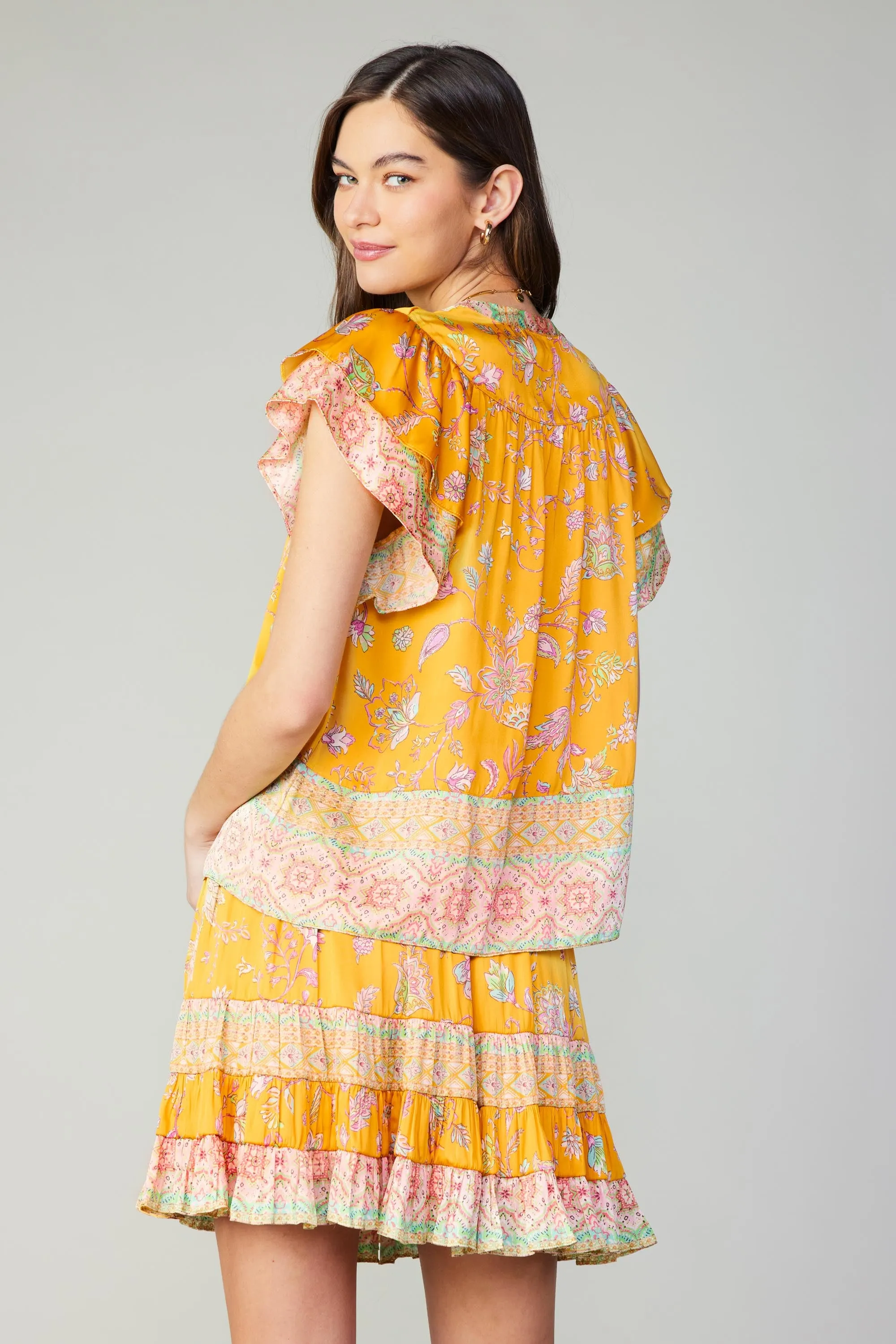 Border Print Tiered Mini Skirt sold by Current Air product image thumbnail 3