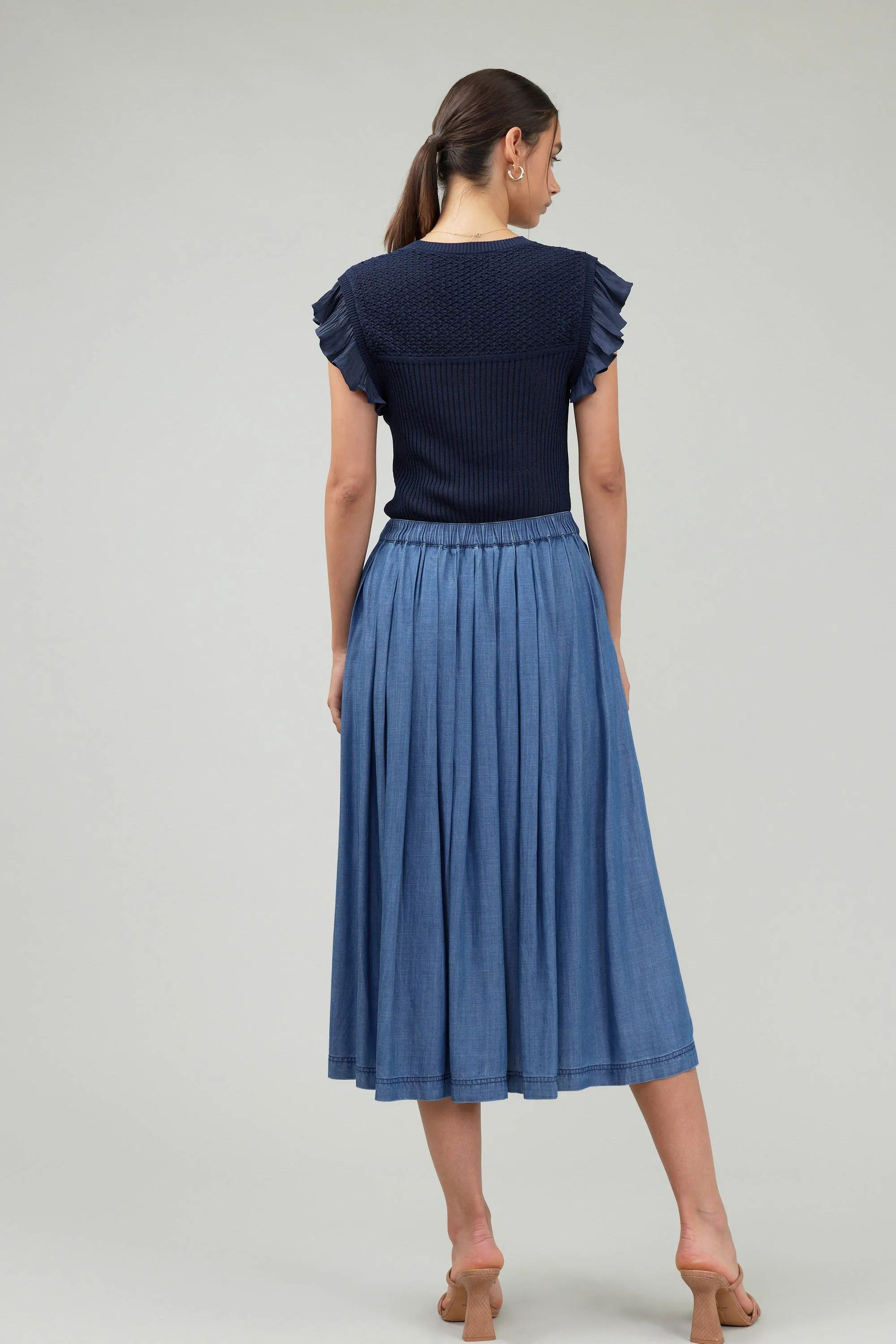 Chambray Box Pleat Skirt sold by Current Air product image thumbnail 2