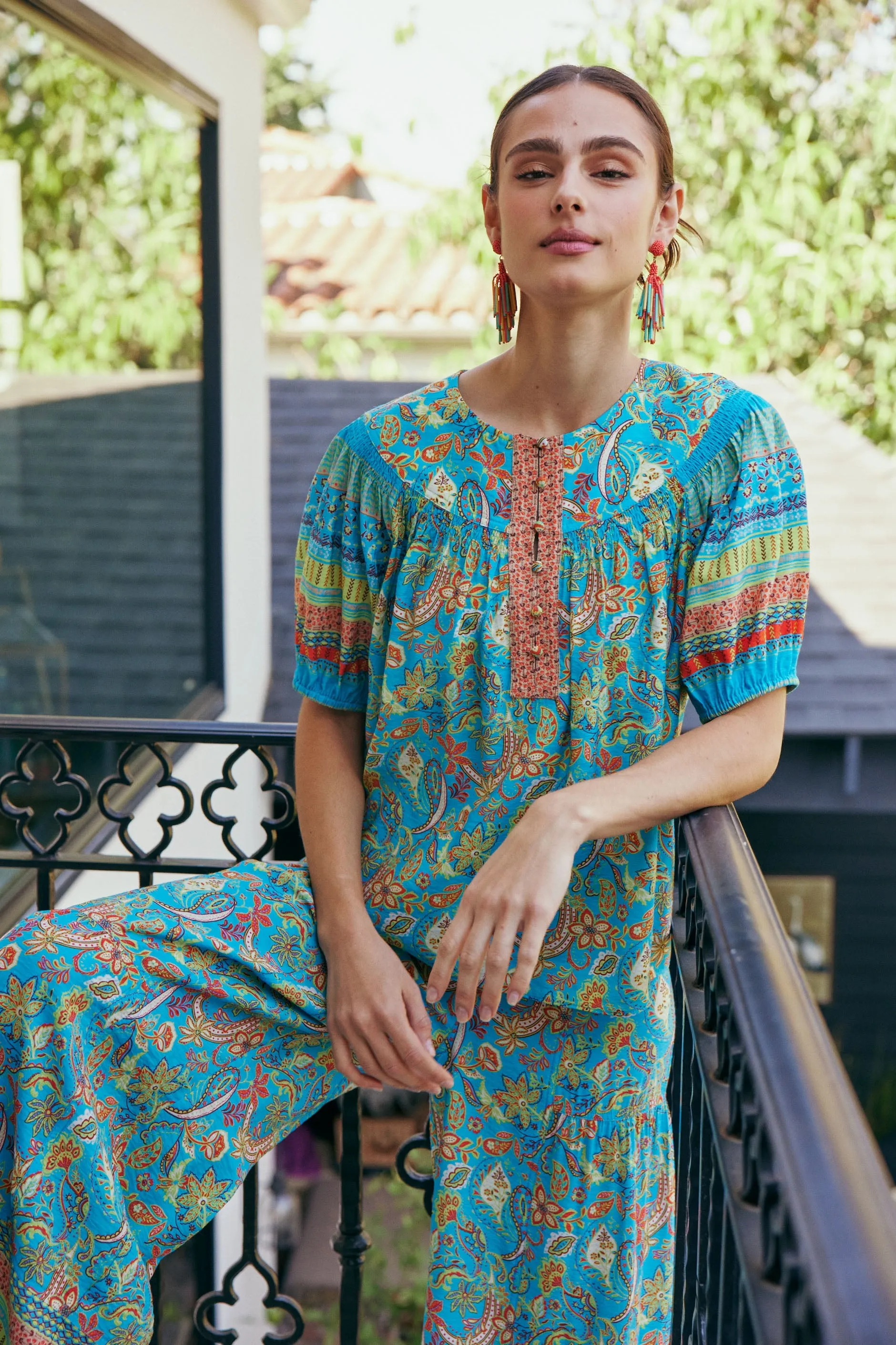 Paisley Border Print Top sold by Current Air