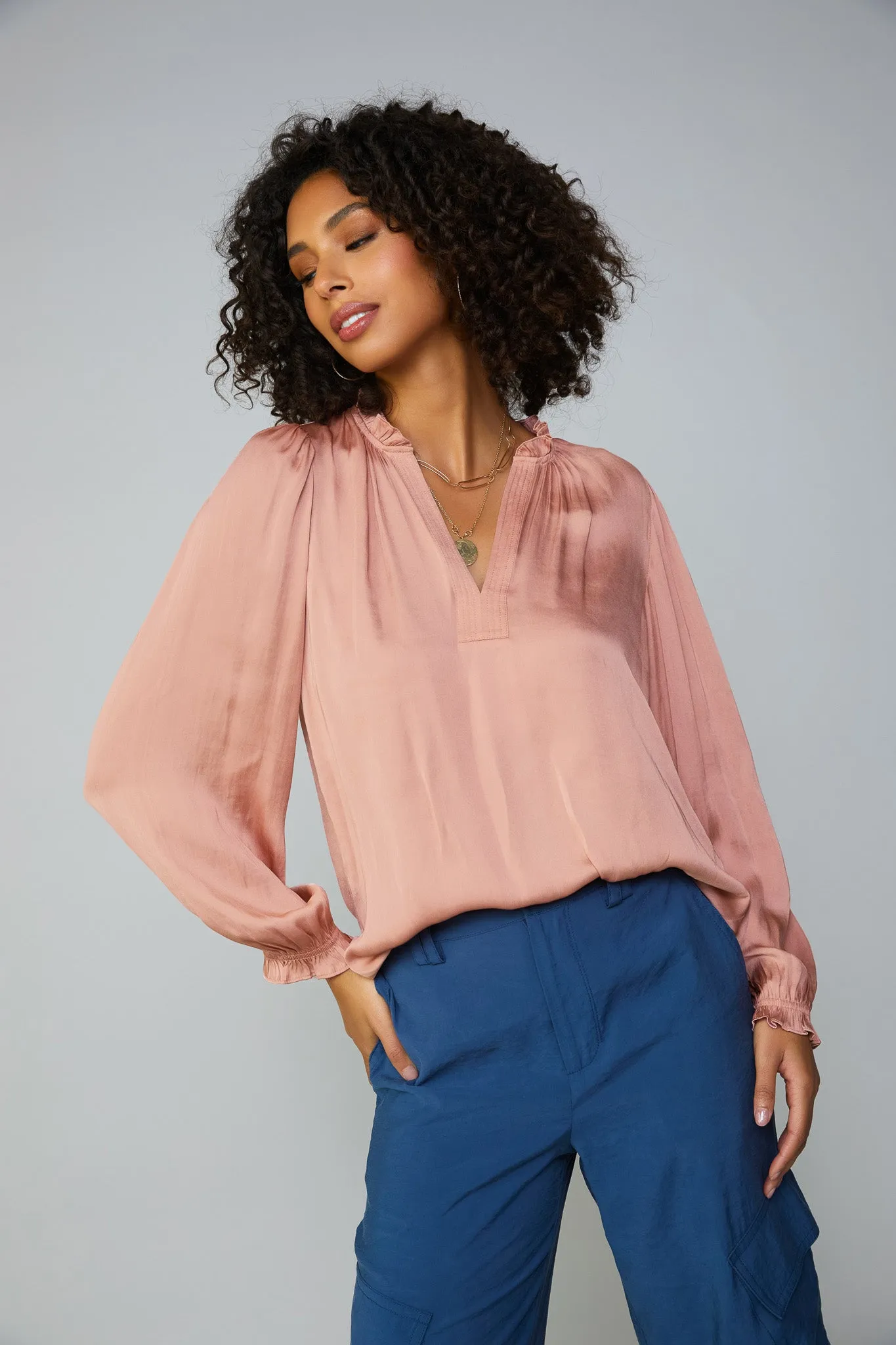 Top Stitch Placket Blouse sold by Current Air product image thumbnail 5