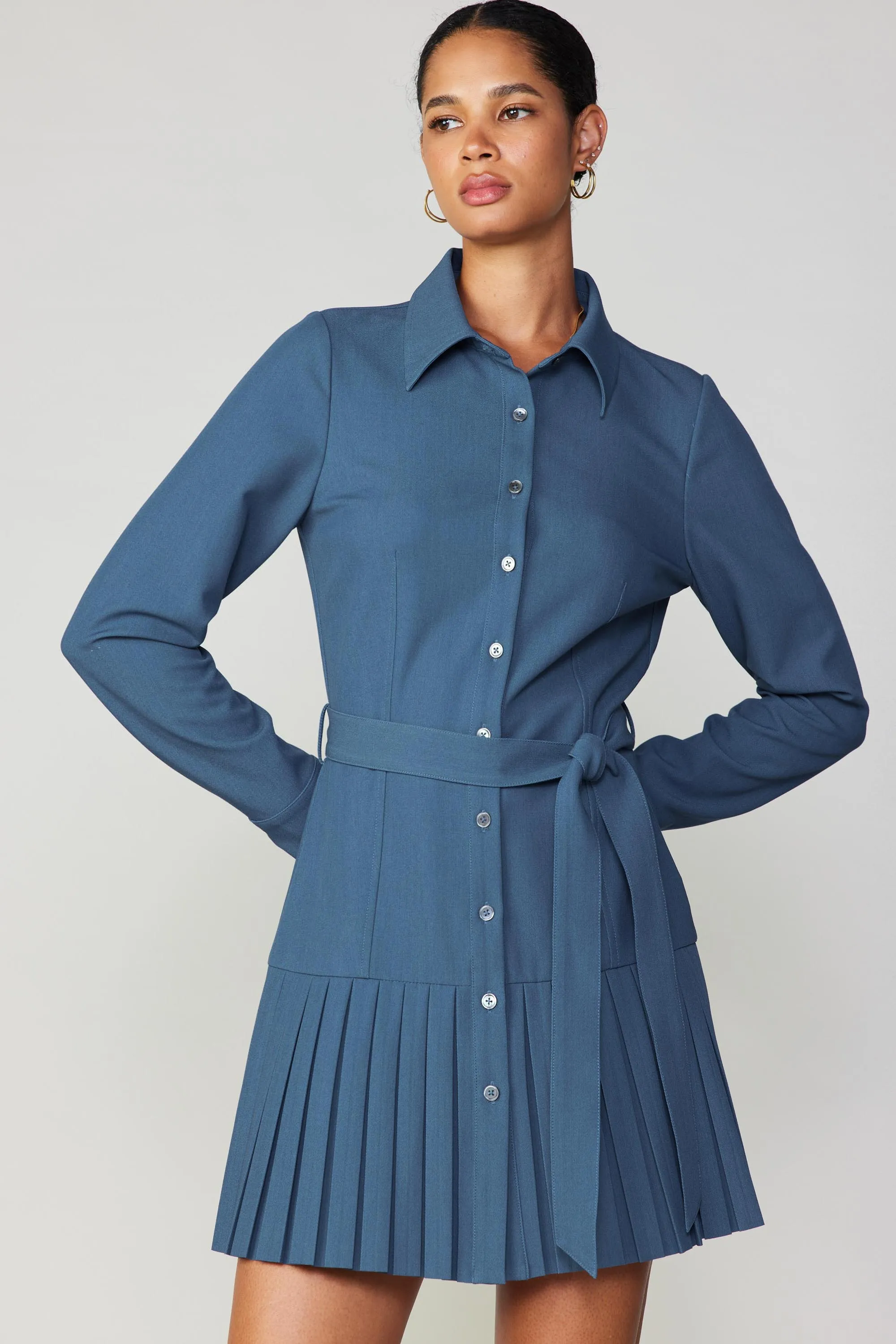 Pleated Buttondown Shirt Dress sold by Current Air product image thumbnail 3