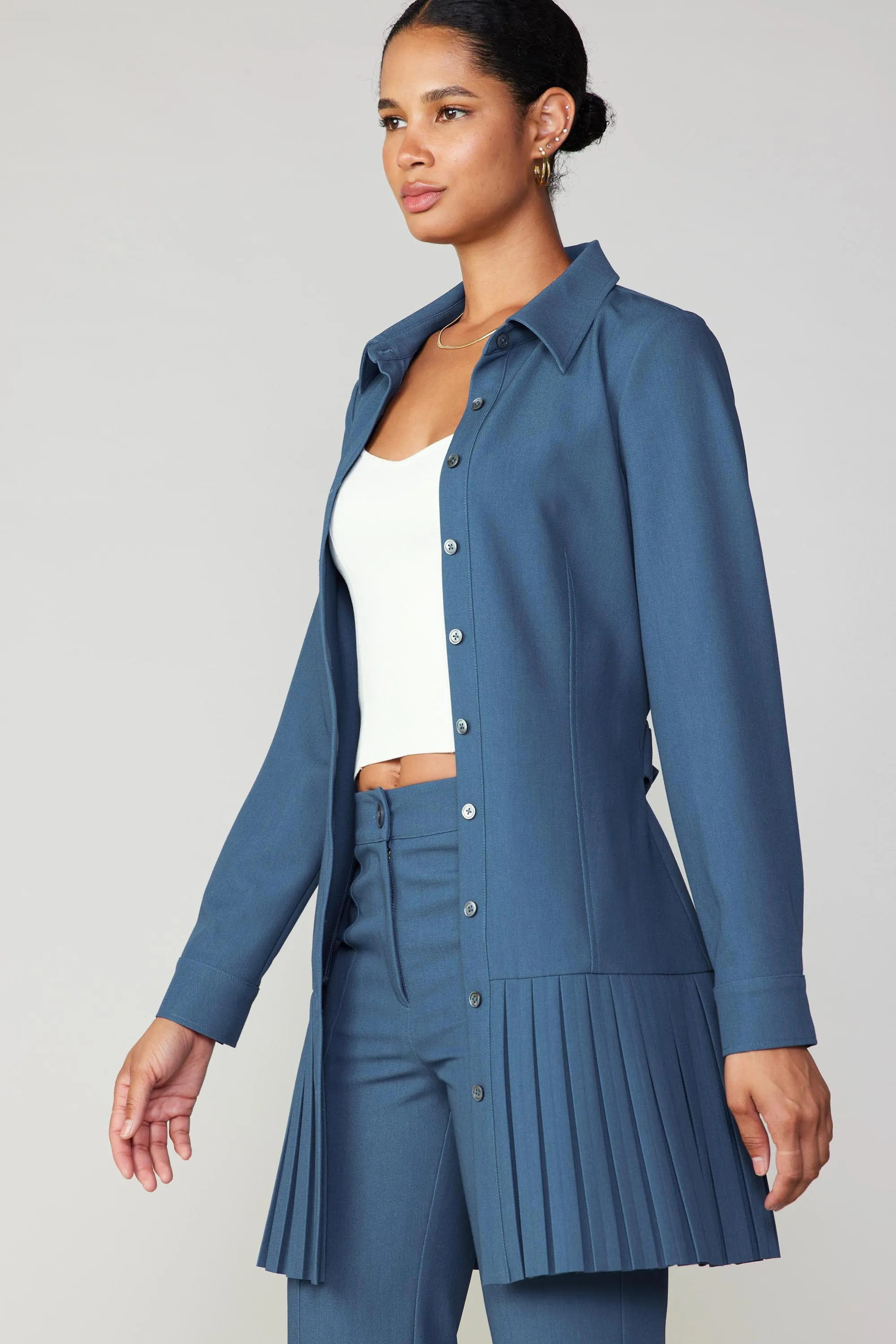 Pleated Buttondown Shirt Dress sold by Current Air product image thumbnail 4