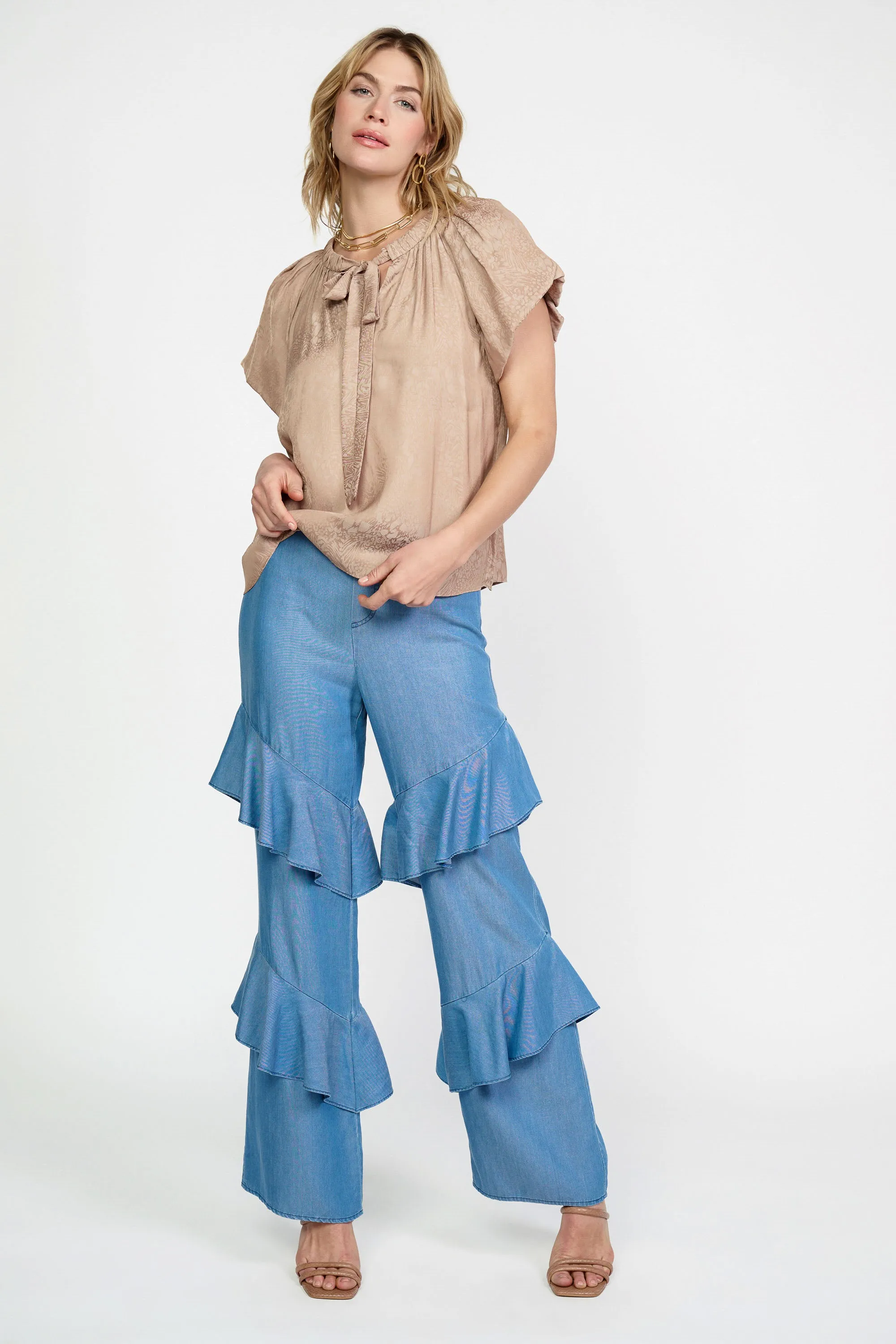 Abstract Jacquard Tieneck Blouse sold by Current Air product image thumbnail 2