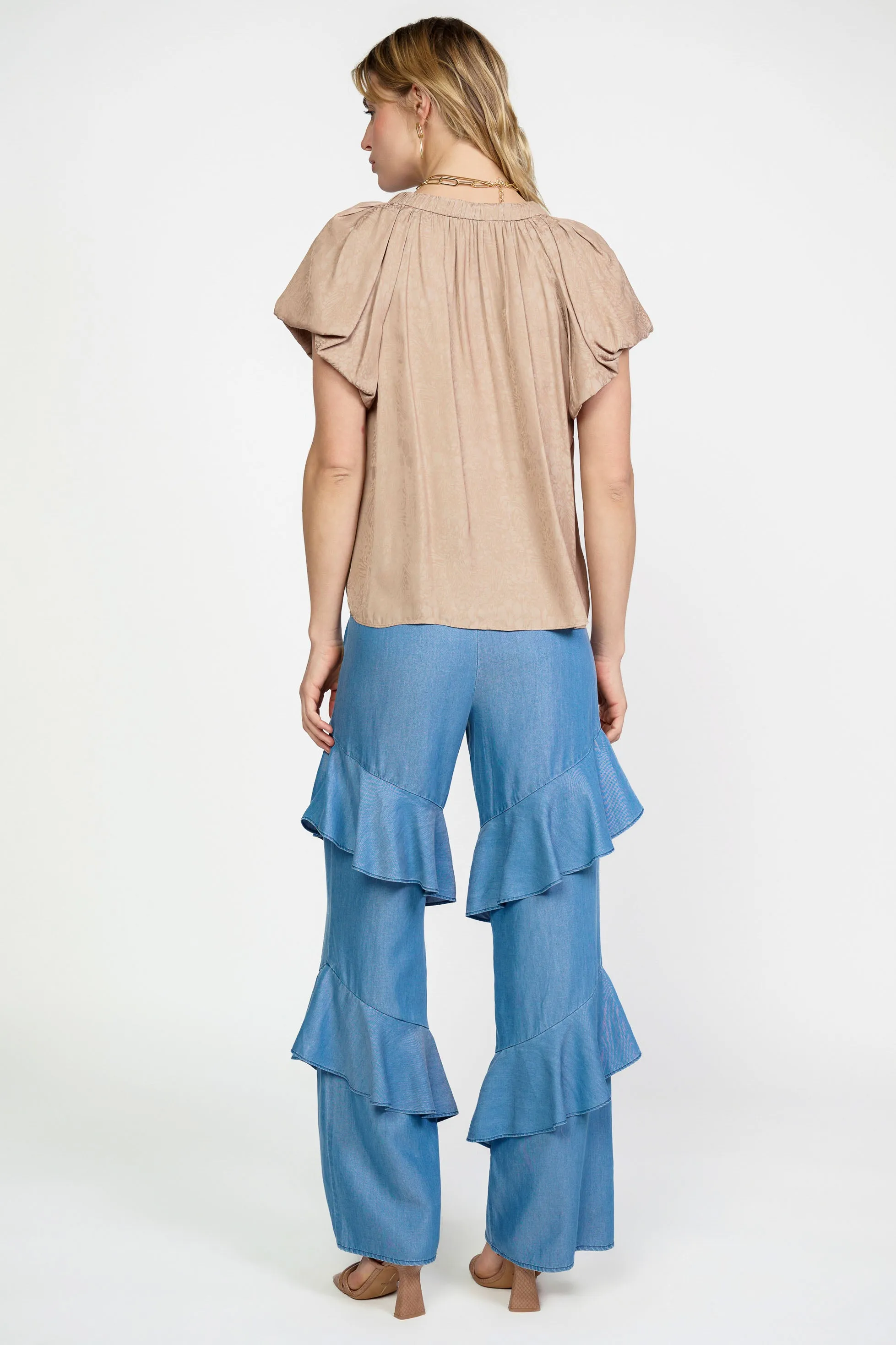 Abstract Jacquard Tieneck Blouse sold by Current Air product image thumbnail 5