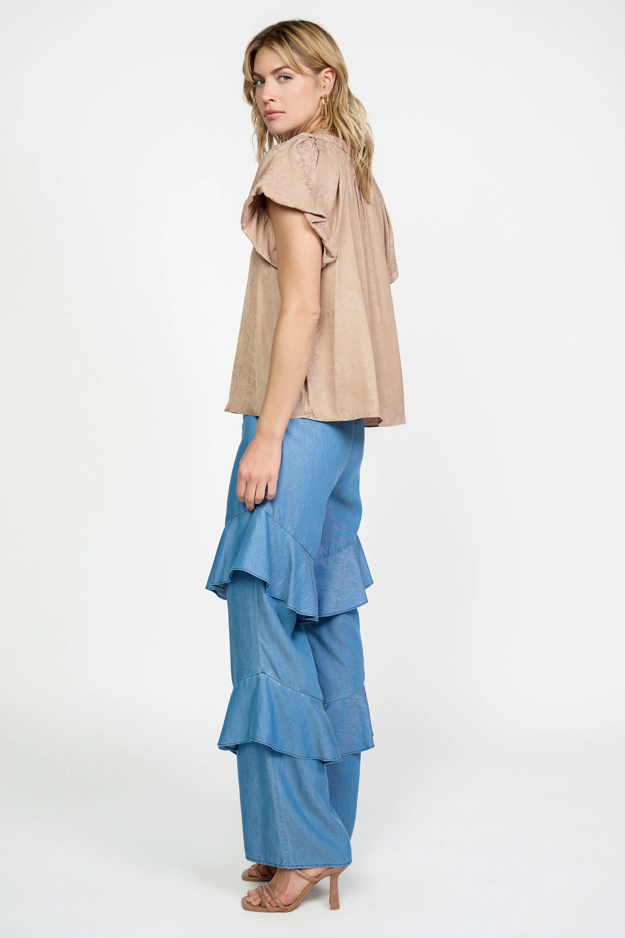 Abstract Jacquard Tieneck Blouse sold by Current Air product image thumbnail 4