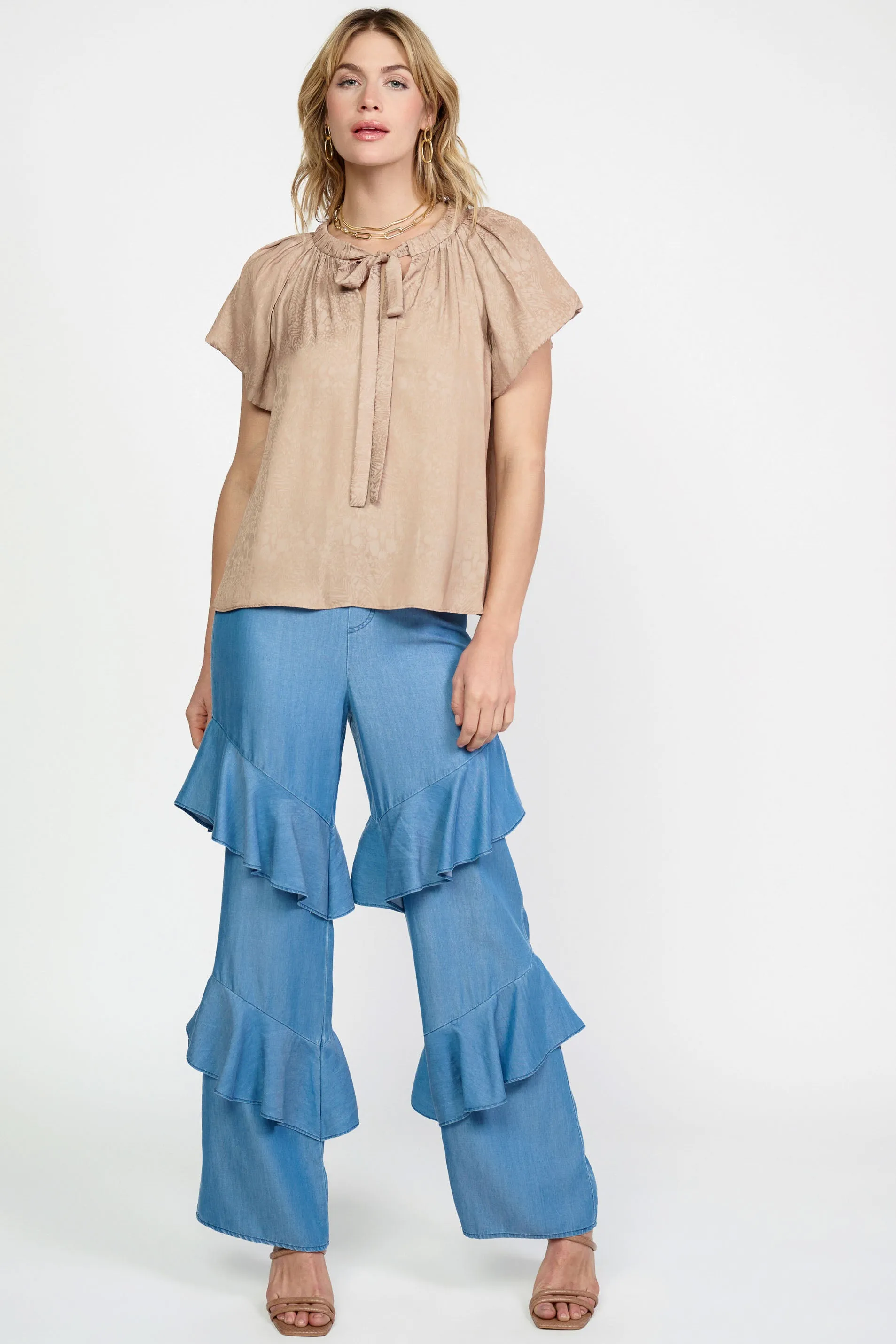 Abstract Jacquard Tieneck Blouse sold by Current Air