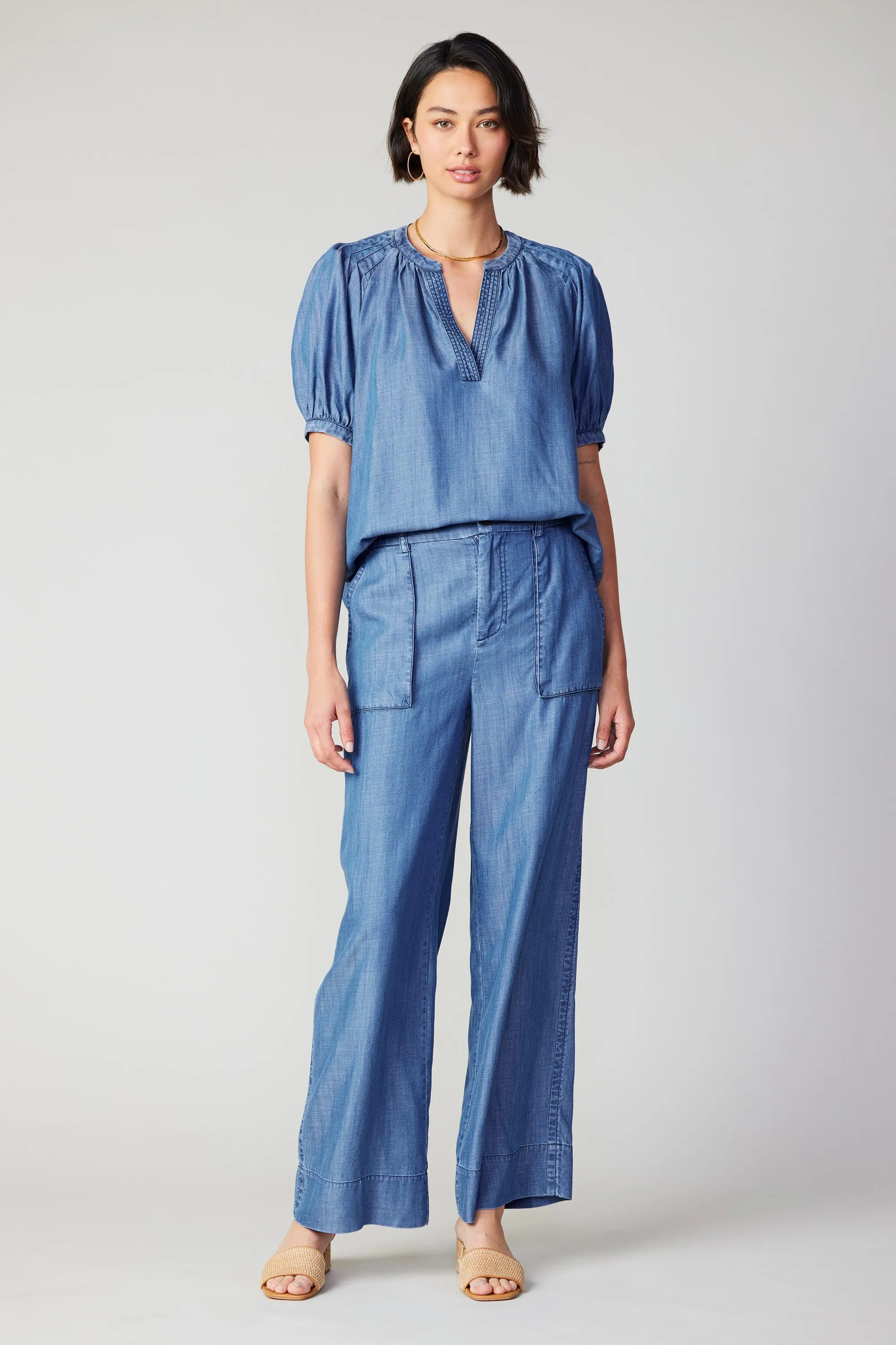 V Neck Chambray Top sold by Current Air product image thumbnail 4