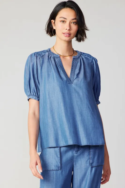 V Neck Chambray Top sold by Current Air
