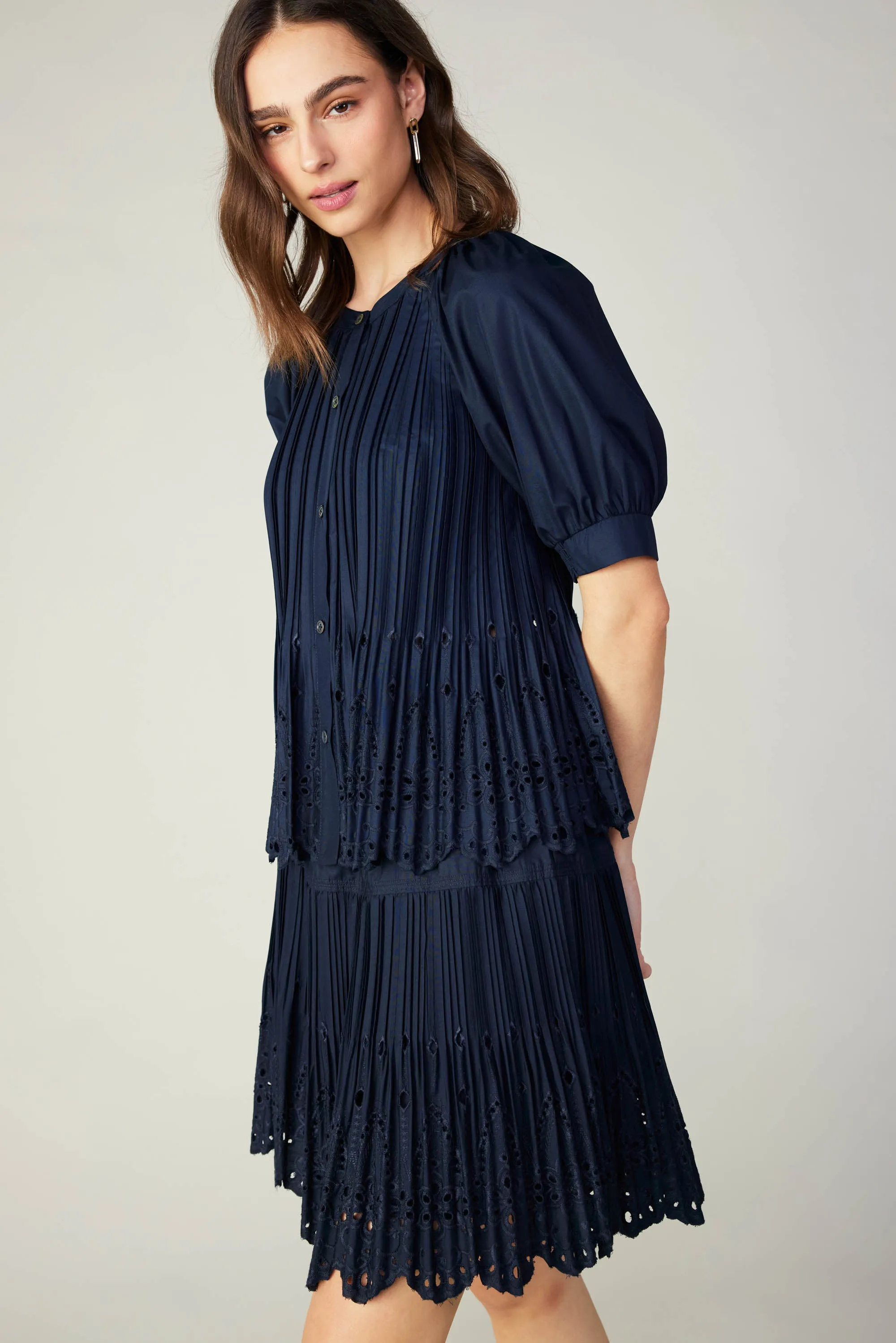 Pleated Eyelet Blouse sold by Current Air product image thumbnail 4
