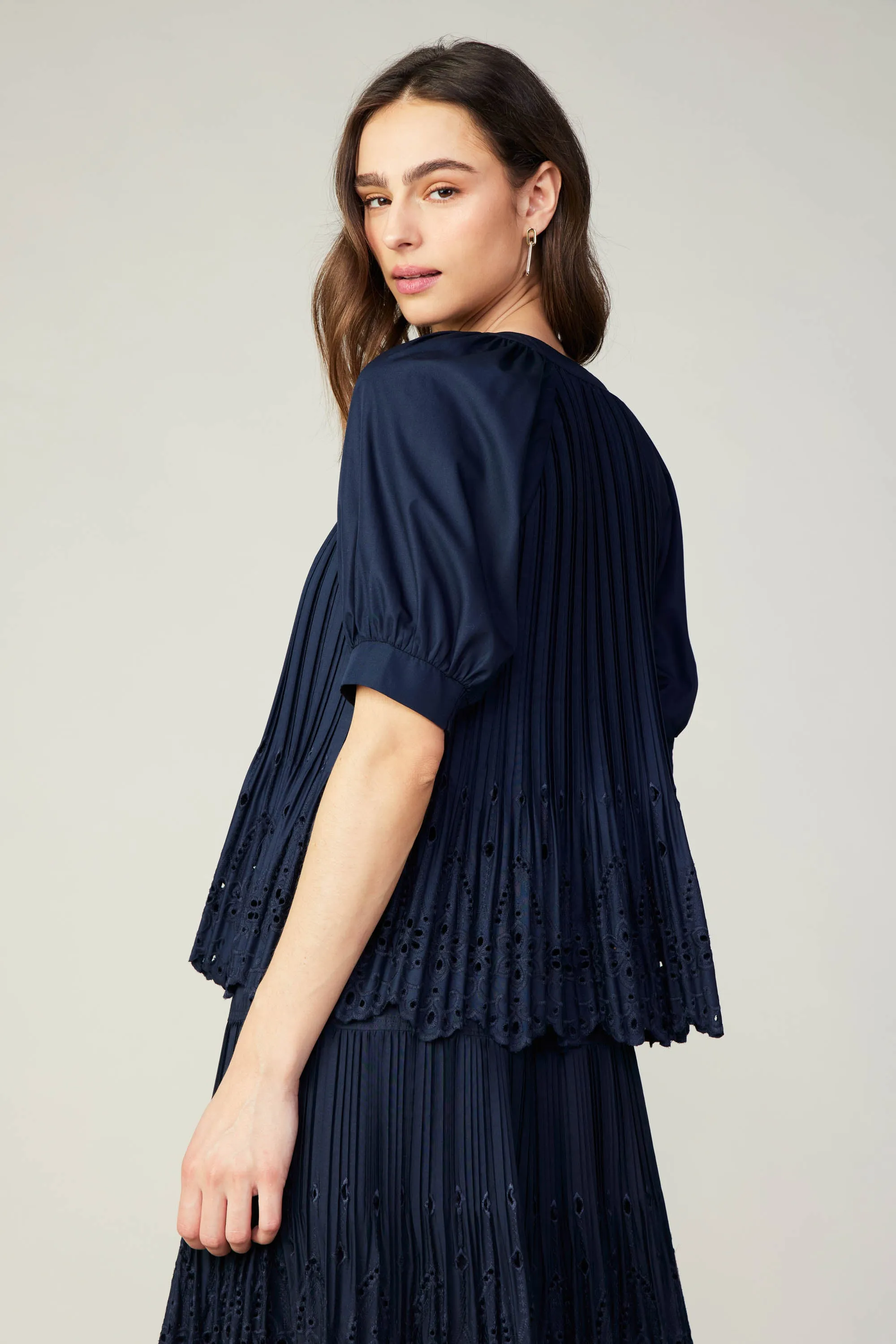Pleated Eyelet Blouse sold by Current Air product image thumbnail 5