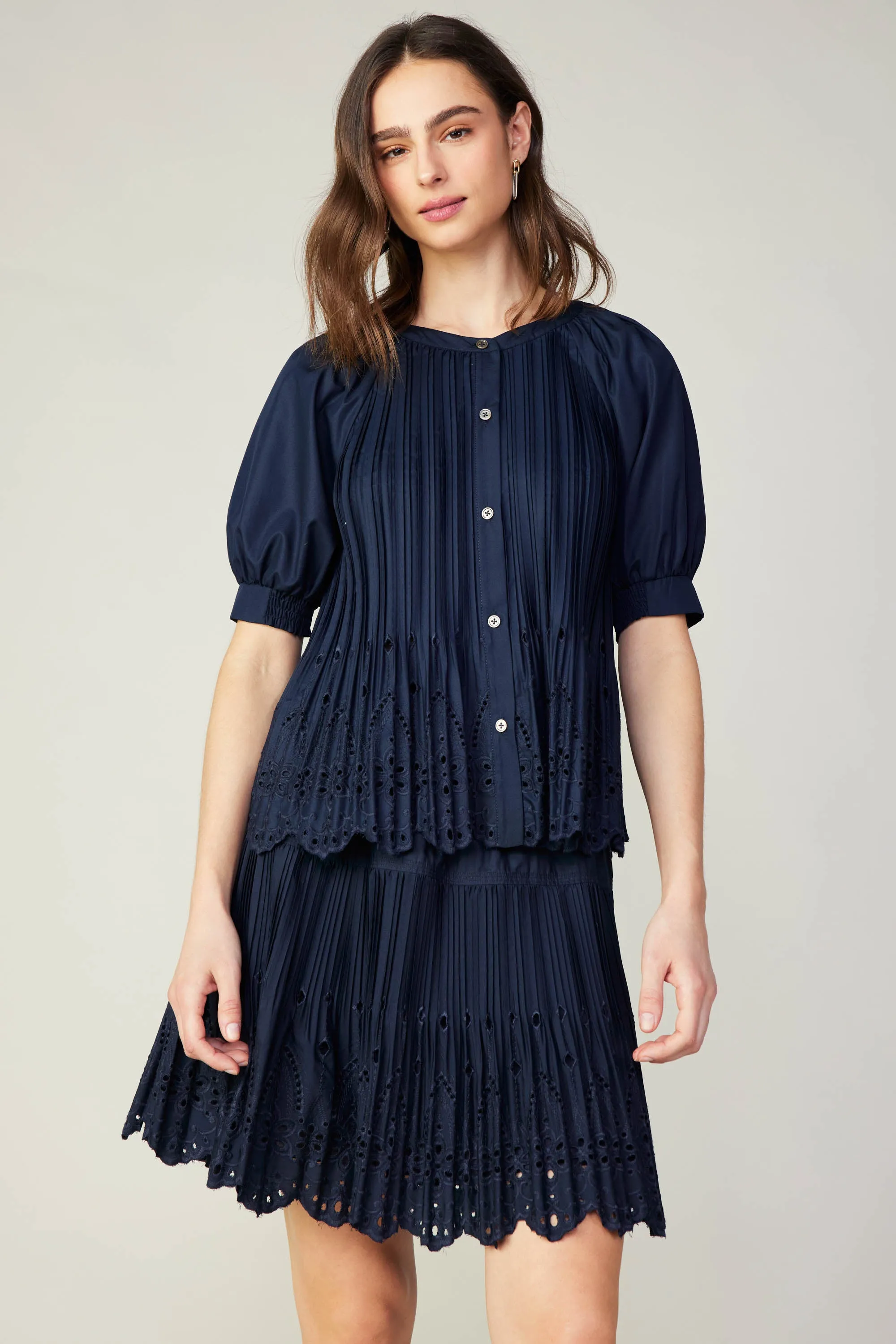 Pleated Eyelet Blouse sold by Current Air product image thumbnail 3
