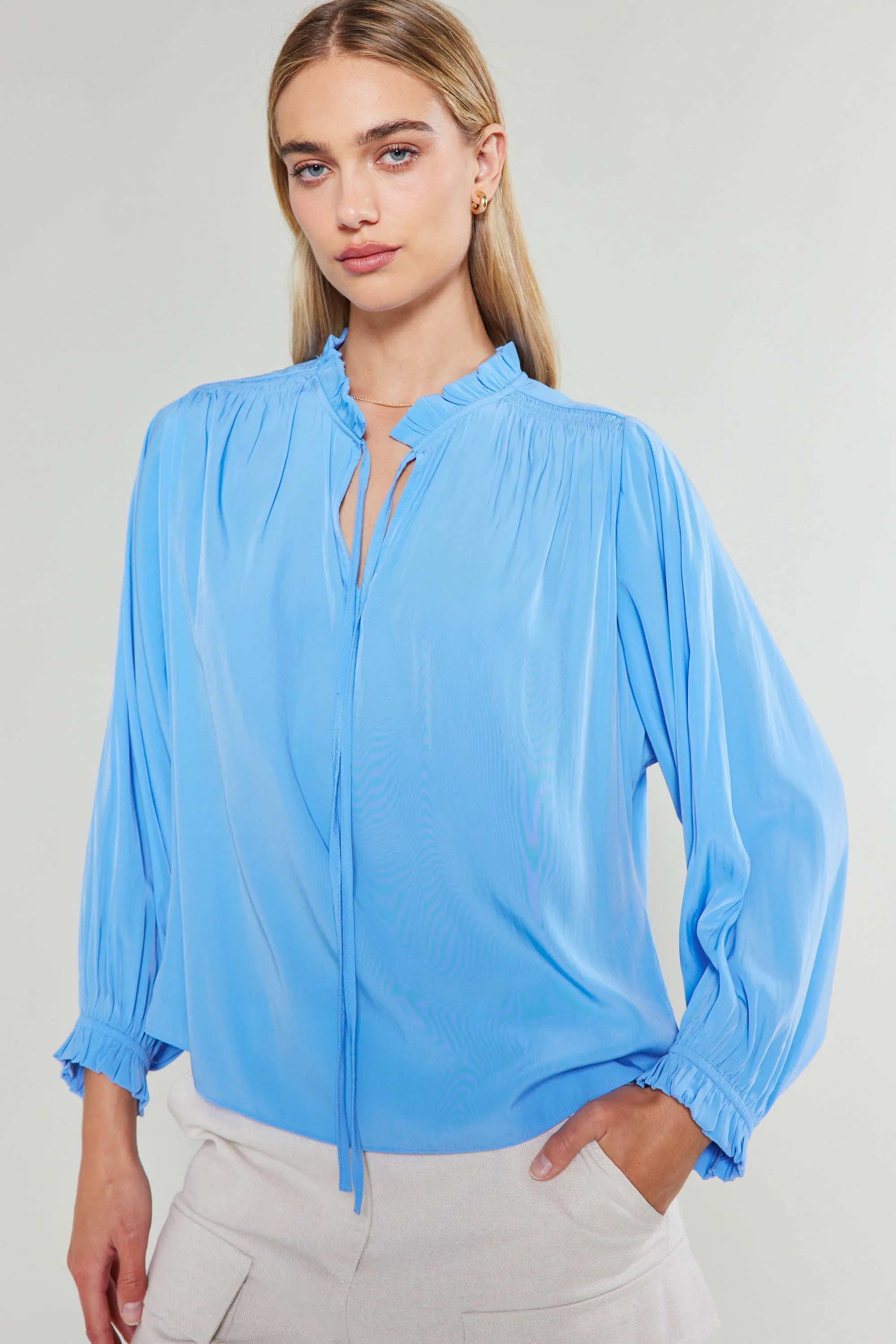 Ruffled Splitneck Blouse sold by Current Air product image thumbnail 2